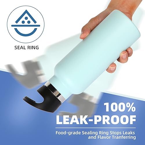 Miniatura 5 de Volhoply Paquete de 8 botellas de agua aisladas de 17 onzas, botellas de agua de acero inoxidable para niños con tapa con pajilla, botella de agua