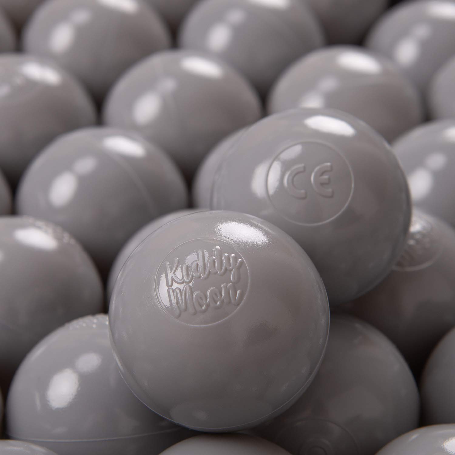 KiddyMoon Soft Plastic Play Balls For Children 100 Balls/6Cm-2.36In Colourful Made In EU, Grey — image 1
