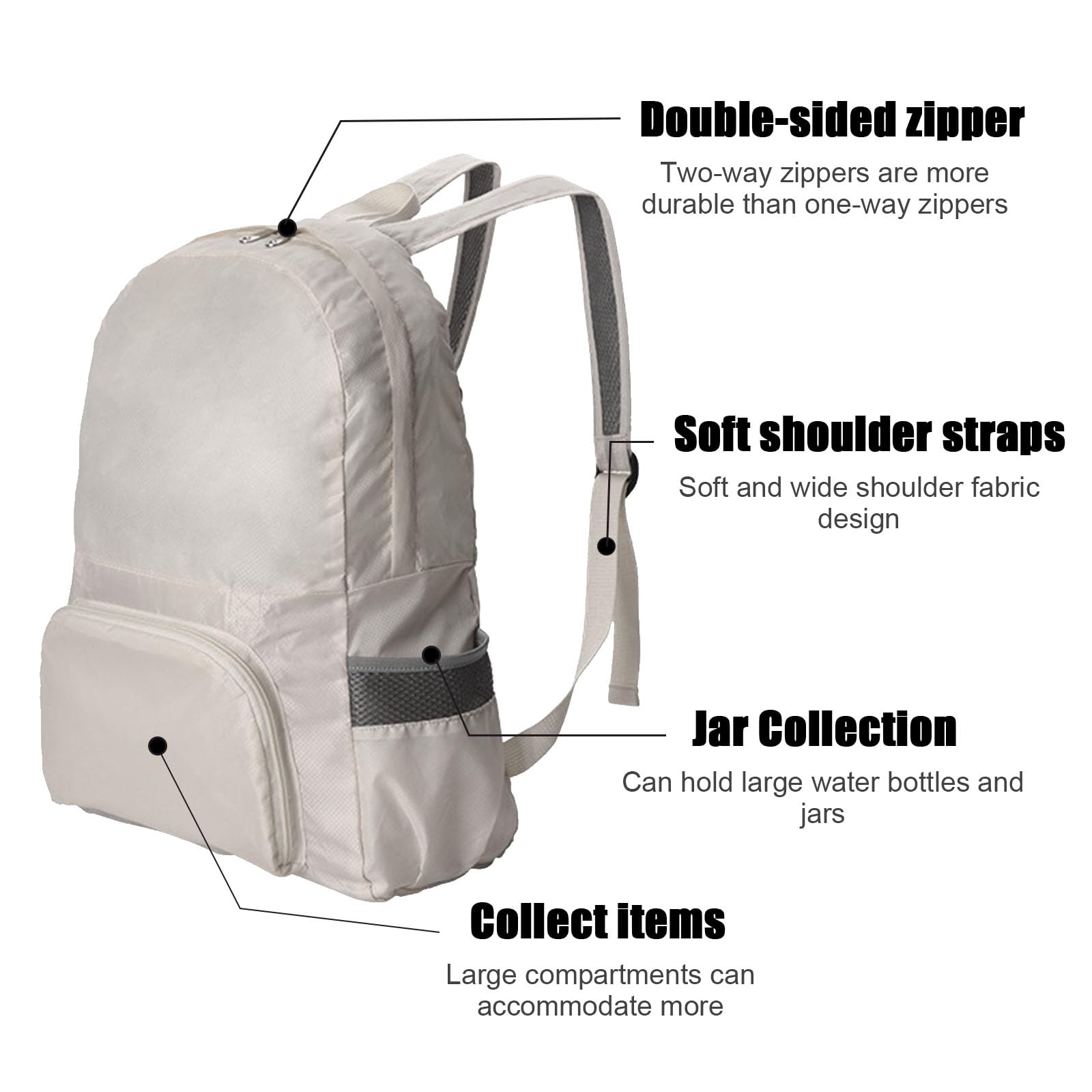 GWAWG 25L Ultra Lightweight Foldable Backpack, Small Rucksack Water Resistant Durable Packable Backpacks for Unisex Outdoor Camping Hiking Travelling Shopping Walking Hiking Biking (Khaki) - Image 2