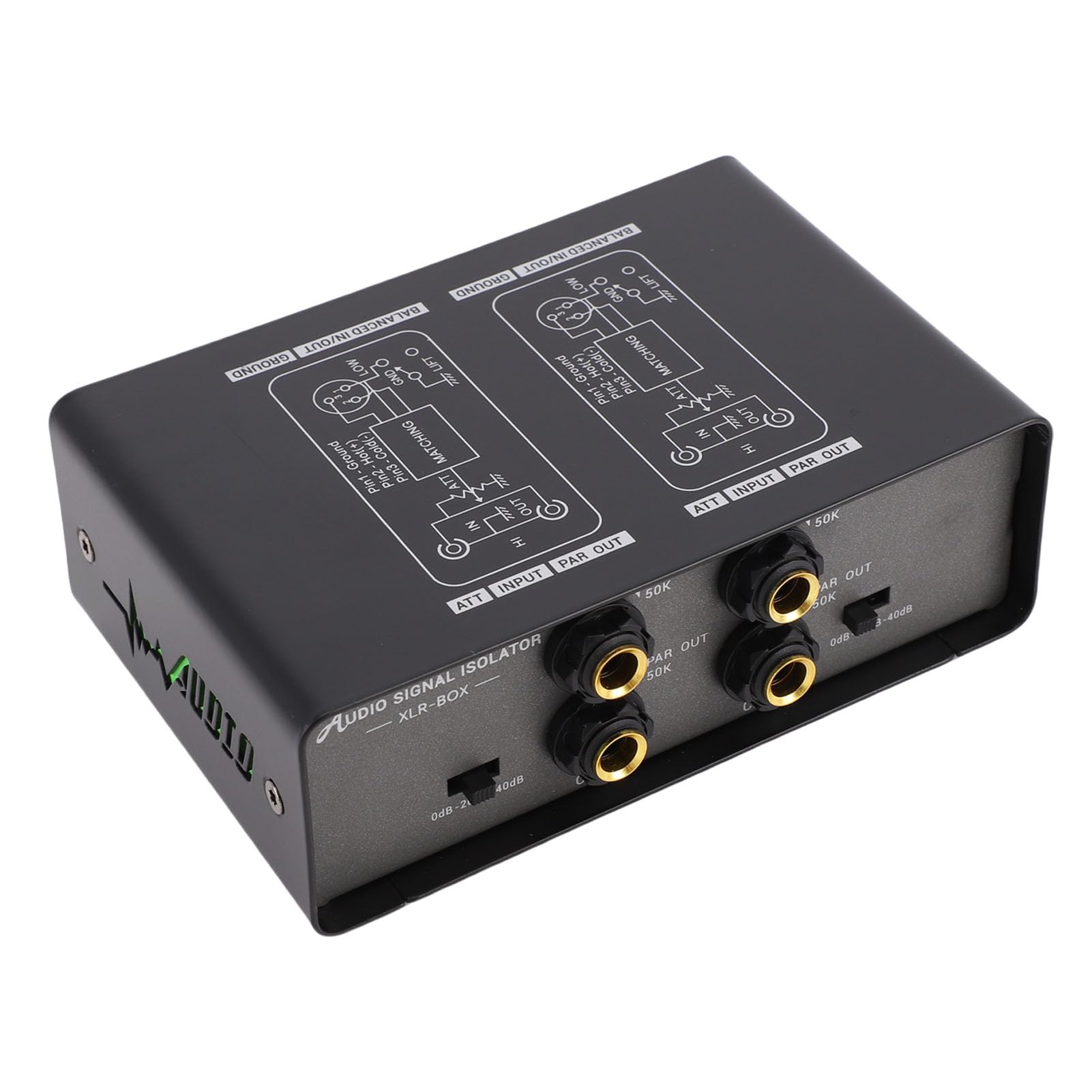 Cocoarm Isolatore del Loop di Massa, Filtro Antirumore a Doppio Canale, Eliminatore di Ronzii per Studio e per Veicoli con Ingressi XLR TRS