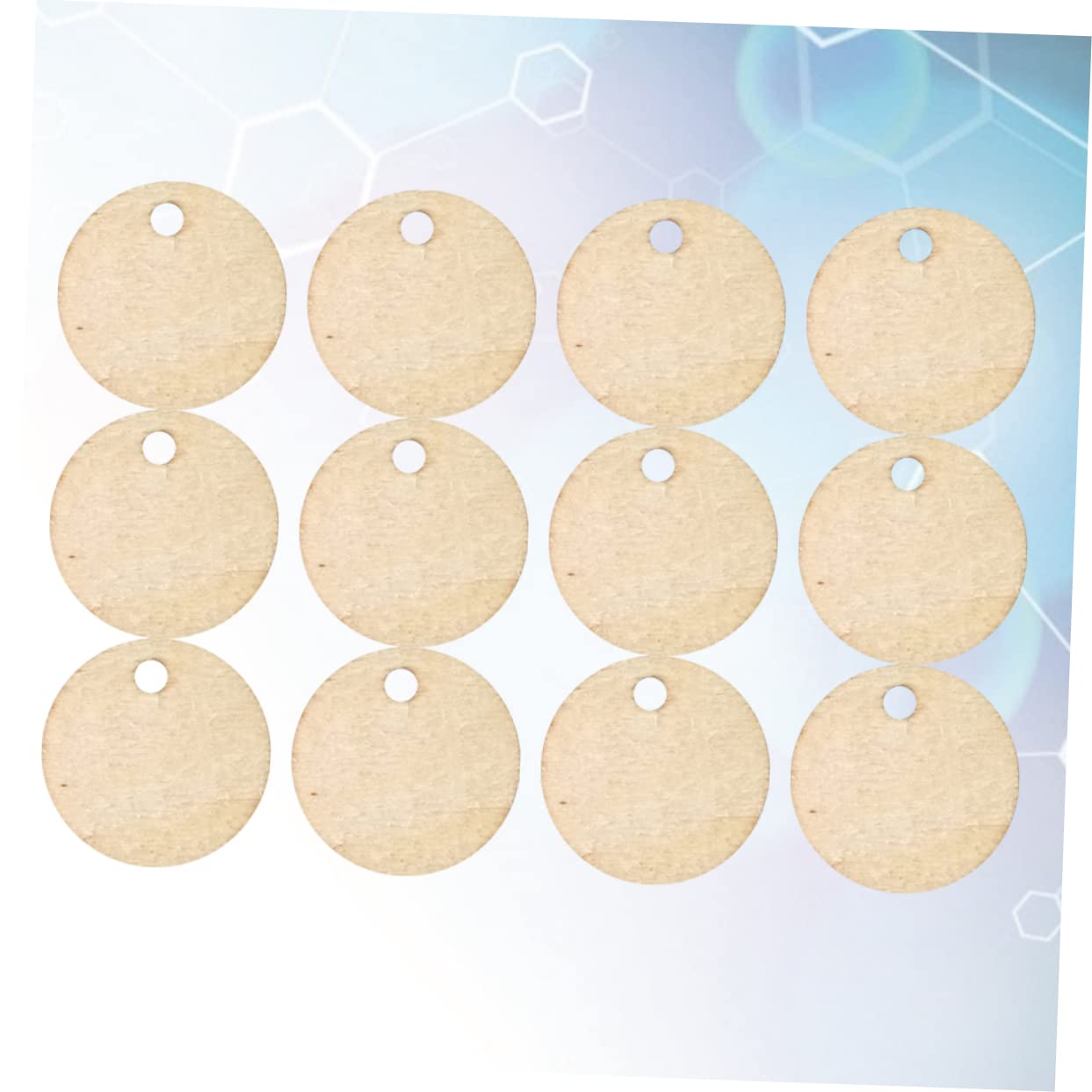 Rodajas Redondas de Madera con Agujero de 2cm 50 Piezas con Superficie en Blanco para Pintar para Manualidades y Decoración de Navidad