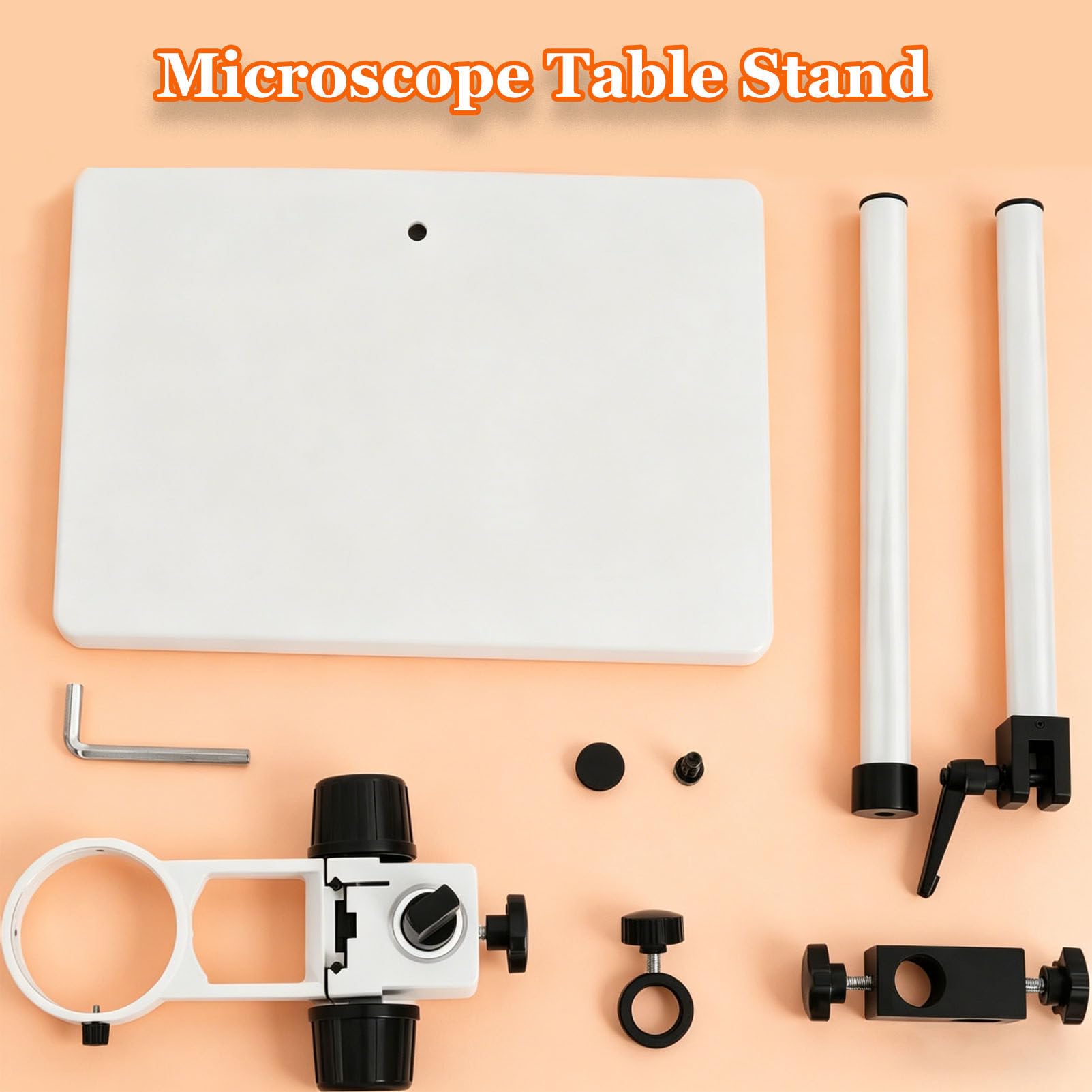 Mikroskopstativ mit Ausleger, 360° drehbares Stereomikroskopstativ mit Ausleger, 76 mm verstellbare Fokussierhalterung für Labor- und Inspektionszwecke Black