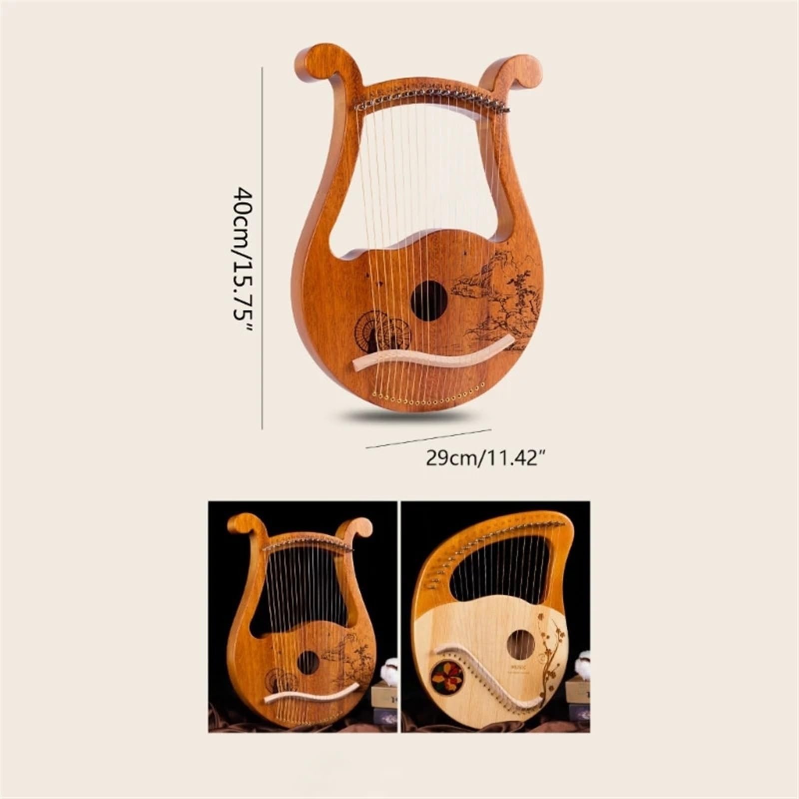 Arpa a Lira Strumento Musicale in Legno Arpa a Lira con Corda for Chiave di accordatura per Adulti(Deer)