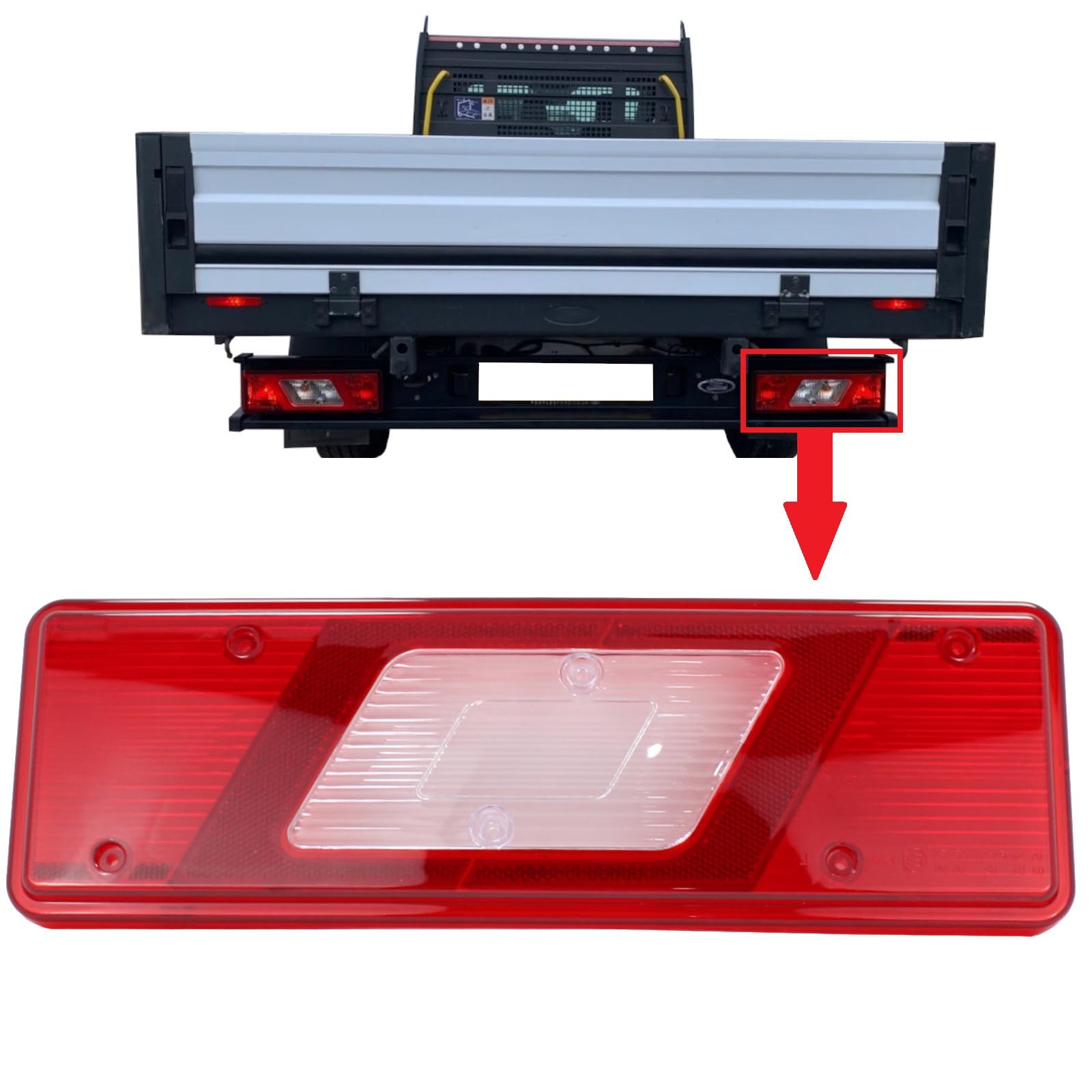 Rear Tail Light Lamp Lens Right For Ford Transit Mk8 Tipper Pick-Up Chassis Cab (2014 Onwards) 1831256 BK3113292AA
