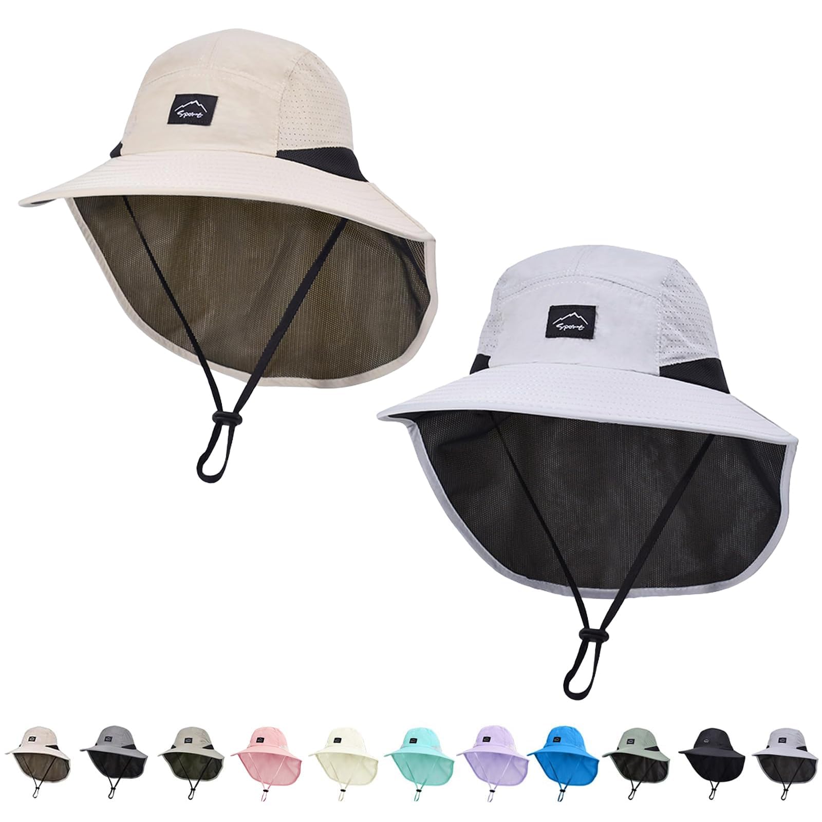 ZOORON Kids Sun Hat with Neck Flap UPF 50+ Beach Hats for Baby Boys Girls