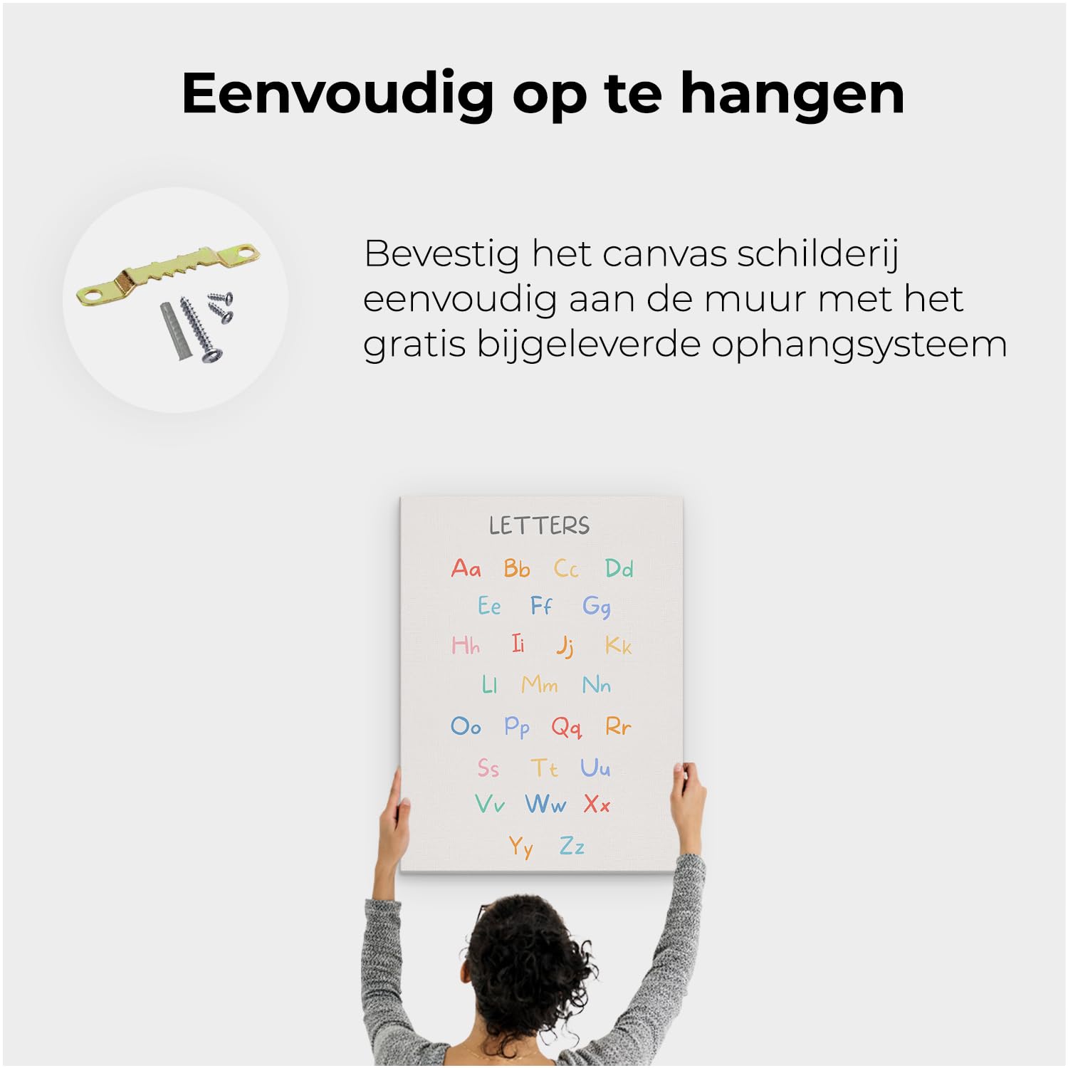 Artaza Leinwand Bilder Alphabet Buchstaben - 60x80 cm - Wanddeko Kinderzimmer - Wandbilder Lernposter - Bunte Deko