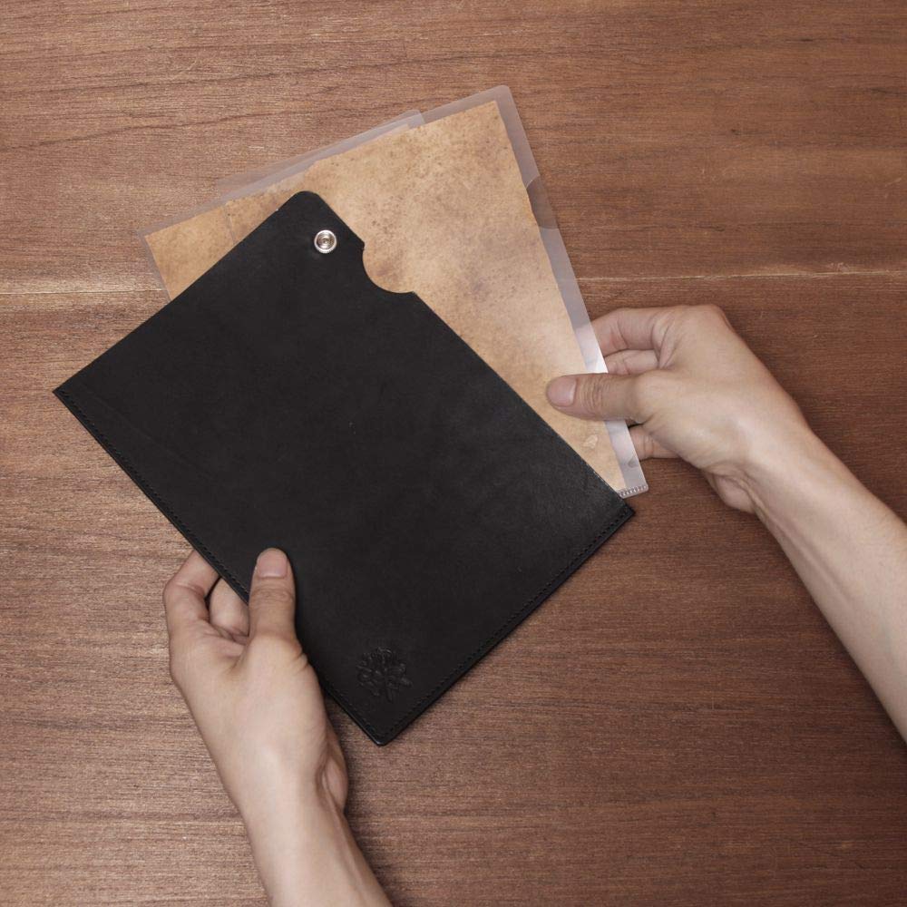 Amazon | A5 レザーファイル カウレザー ブラック（牛革