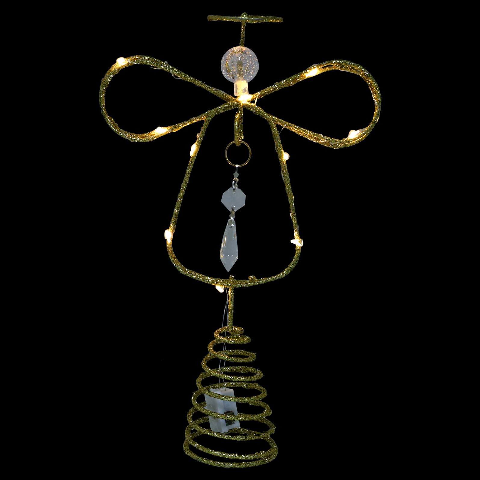 Remate de árbol de ángel dorado, adorno ligero y resistente con base espiral para navidad