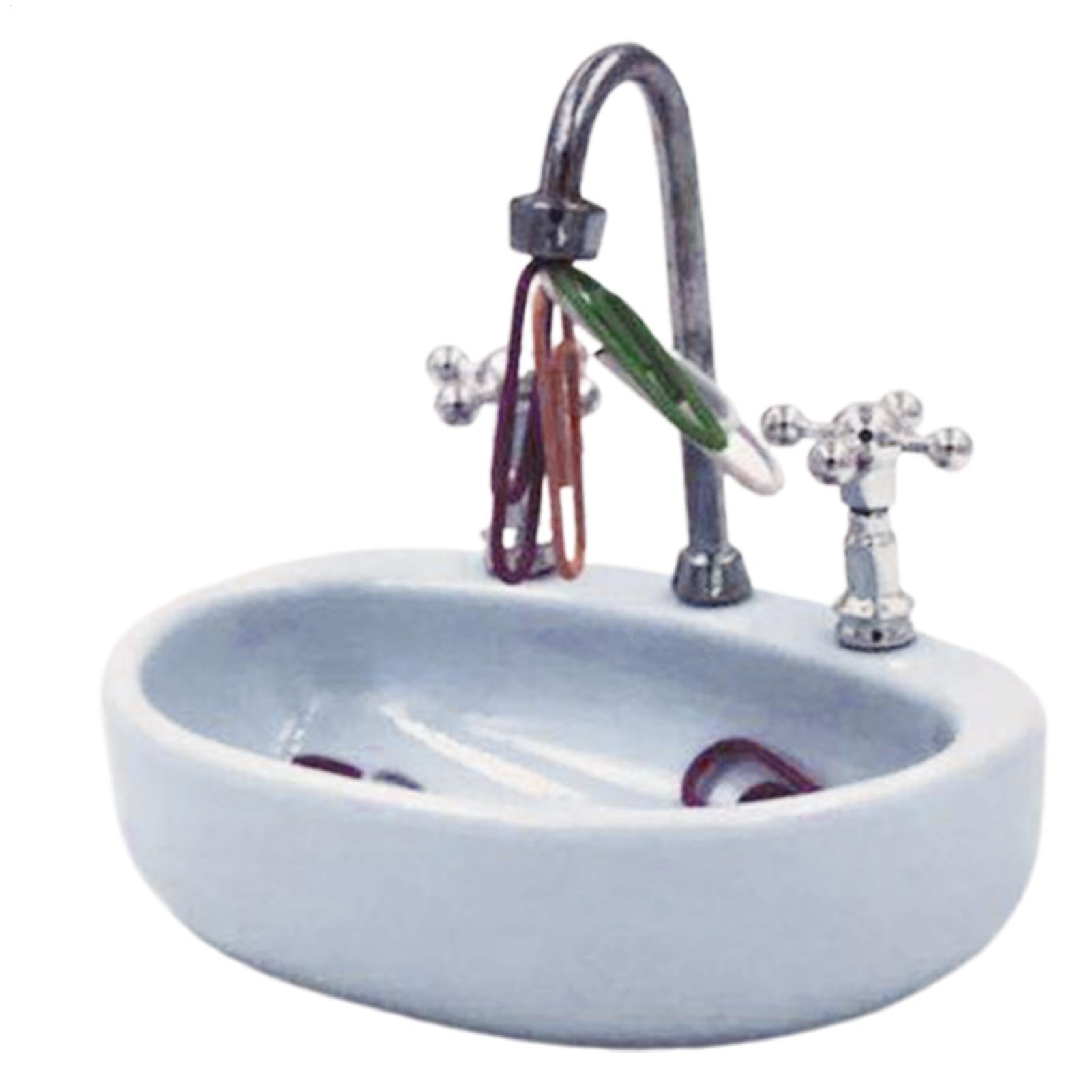 Faucet Sink Paper Clip Dispenser - Paperclips Dispenser Stationery Holder - Paperclips Miniature Furniture Desktop Dispenser For Offices Supplies - Paper Clip Organizer - Sink Accessory Organizer
