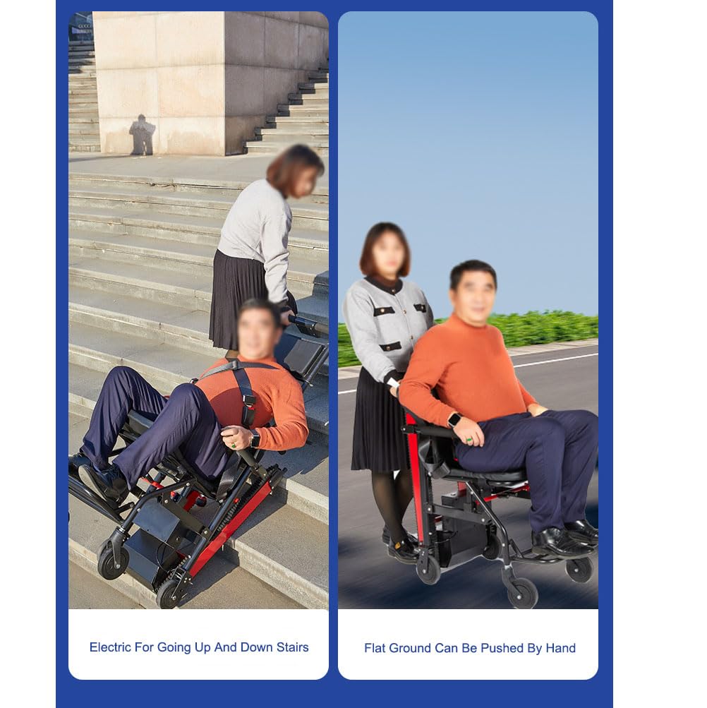 Montascale Elettrico Cingolato Carrello per scale, sedia a rotelle da 19 kg, in lega di alluminio, per anziani e disabili, portatile, pieghevole, con capacità di sollevamento di 250 kg.