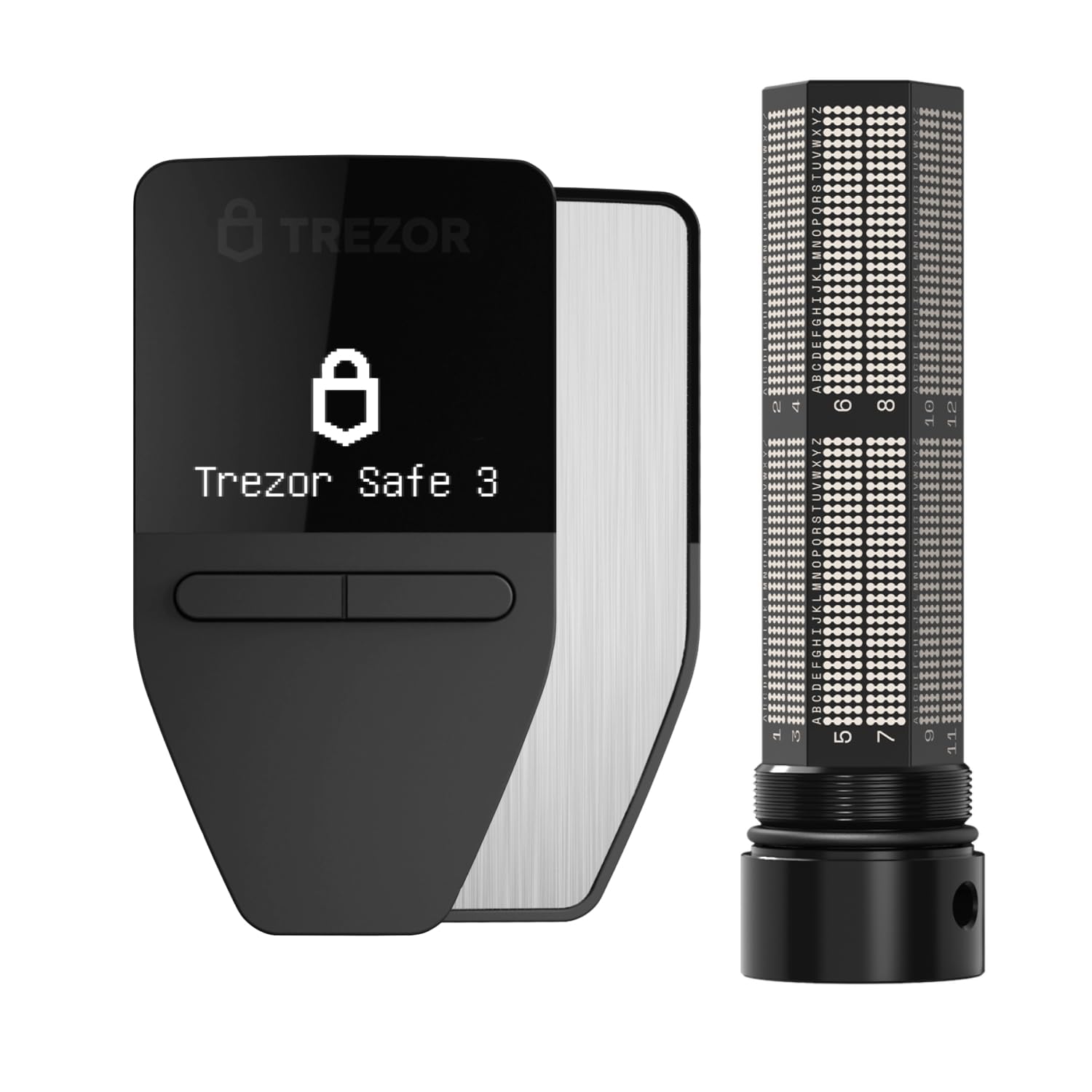 Amazon.com: Trezor Safe 3 (Stellar Silver) bundled with Keep Metal 24 Word  SeedPhrase Storage : Electronics
