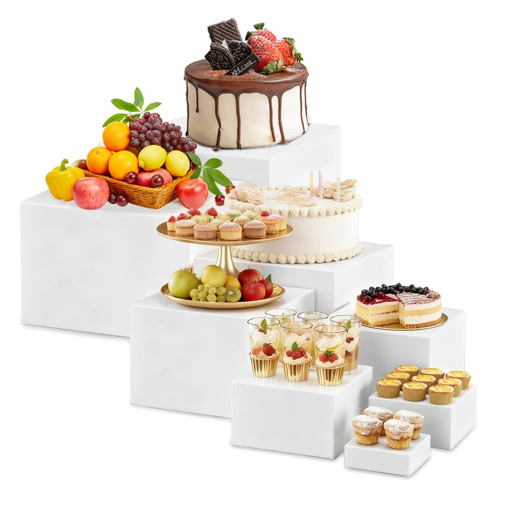 Lot de 8 Presentoir Aperitif Buffet Cube, Presentoir Gateau en Acrylique, Support Gateau polystyrene Supports de Buffet Mariage pour Traiteur, Dessert, Bijoux, Figurines, Bonbons, Aliments