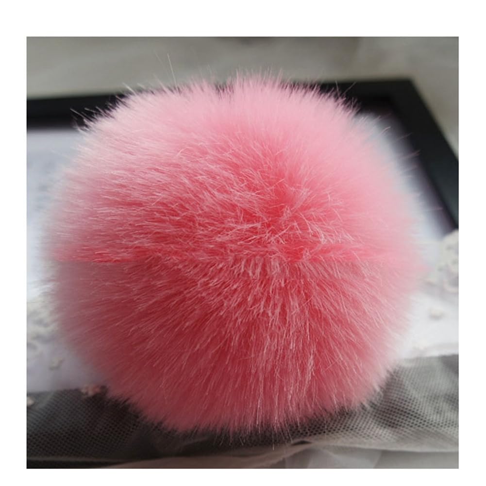 Yurosiay 11 Pieces 12 cm Large Faux Fur Bobble DIY Colourful Fur Pompom Soft Fluffy Faux Fur Pompom Cute Fur Pompom for Hats Key Ring Scarves Gloves Bags Accessories Pink