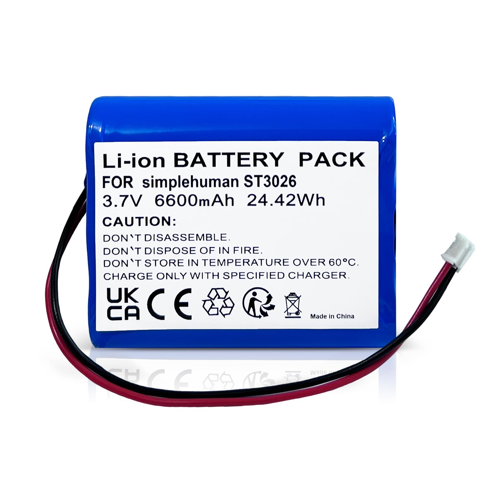 6600mAh Battery for Simplehuman Sensor Makeup Mirror, Compatible with Simplehuman Mirrors ST3024, ST3026, ST3027, ST3028, ST3029, BT1080, etc