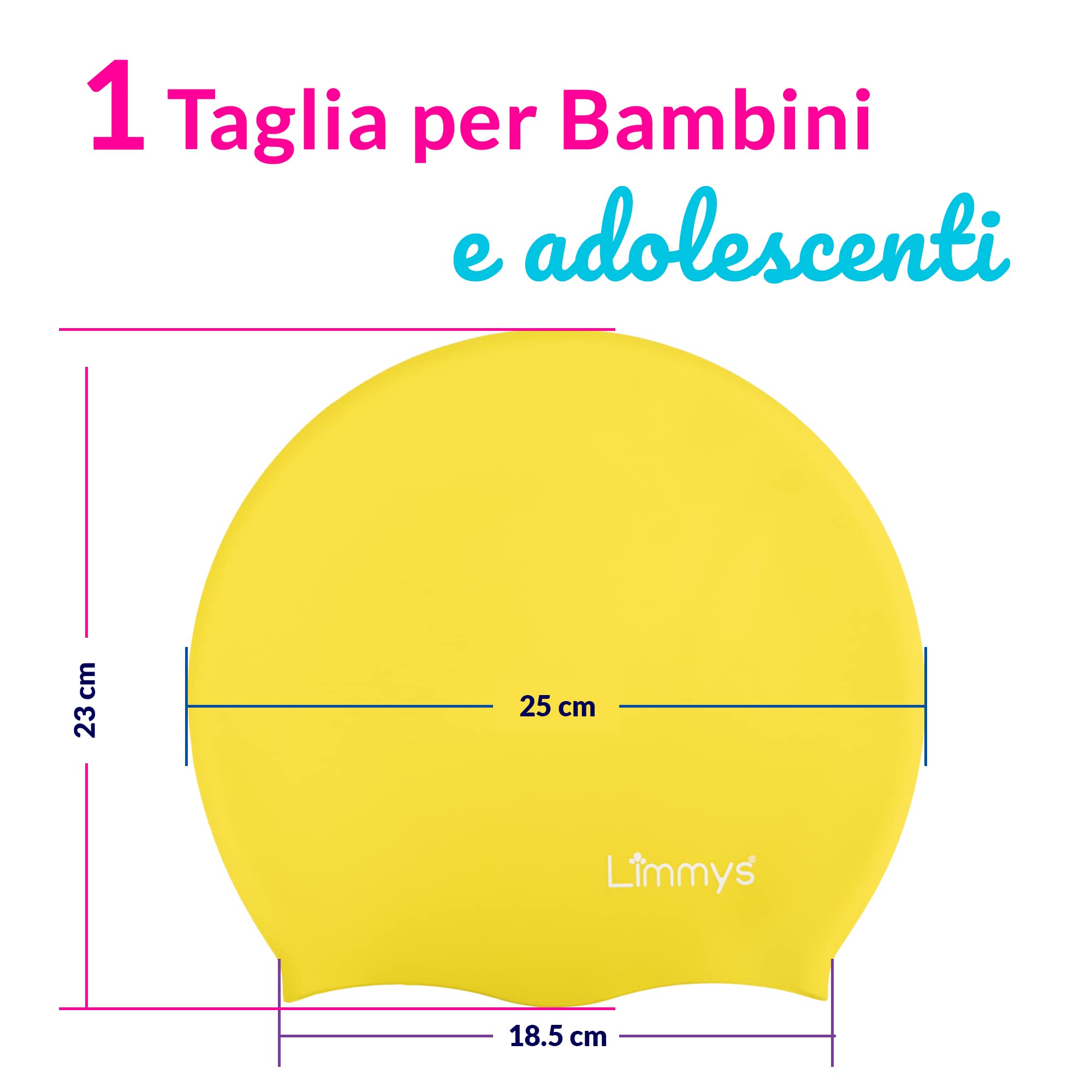 Limmys Cuffia Piscina Bambini - Cuffia Piscina per Capelli Lunghi, Trecce, Dreadlocks - Cuffia Nuoto 100% Silicone di Qualità Superiore, Elastica e Comoda - Disponibile in Diversi Colori