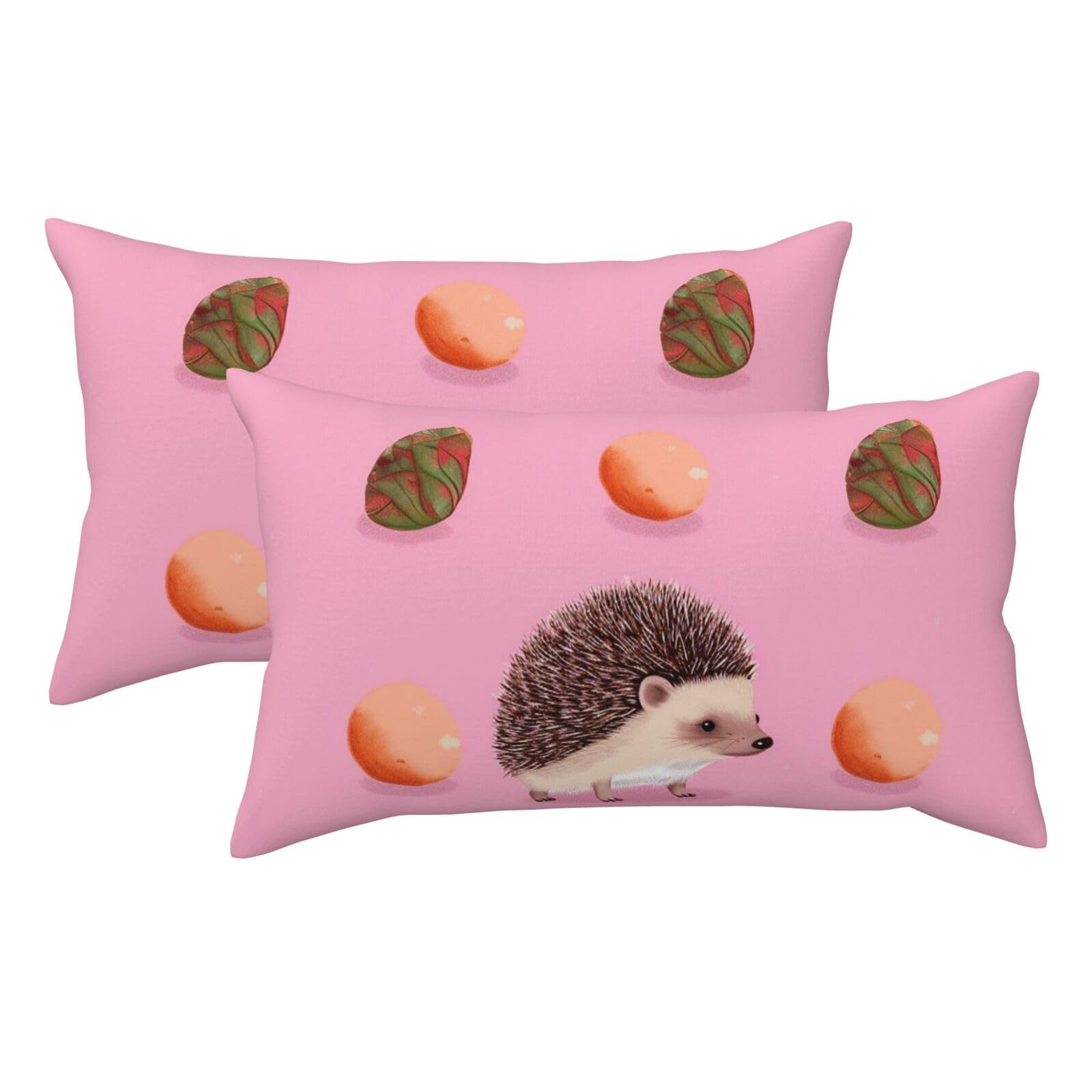 2 Pack King Size Pillow Cases for Hair and Skin Soft Breathable Pillow Case Covers with Hidden Zipper Little Hedgehog Pillowcase 20x36 Inches Pillow Covers for Sleeping Gift