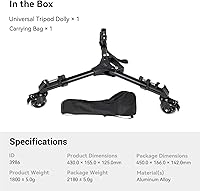 Vista 9 de SmallRig Trípode universal para fotografía, resistente con ruedas de goma de 3 pulgadas, patas ajustables y bolsa de transporte, ruedas de trípode