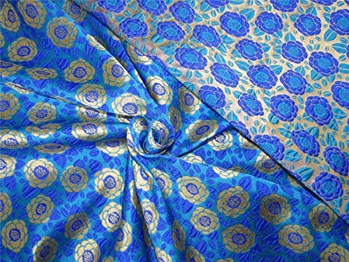 Tissu brocart turquoise et or pour confectionner vos robes de soirée