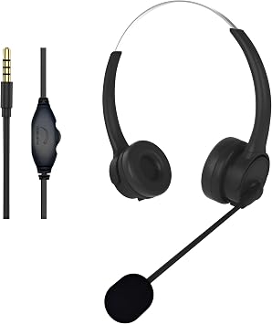2-in-1 USB & 3.5mm Computer Headset with Noise Cancelling Mic, 85g Lightweight Wired Headphones for Call Center & Home Office, Easy Volume/Mute Control, Clear Audio for PC/Laptop