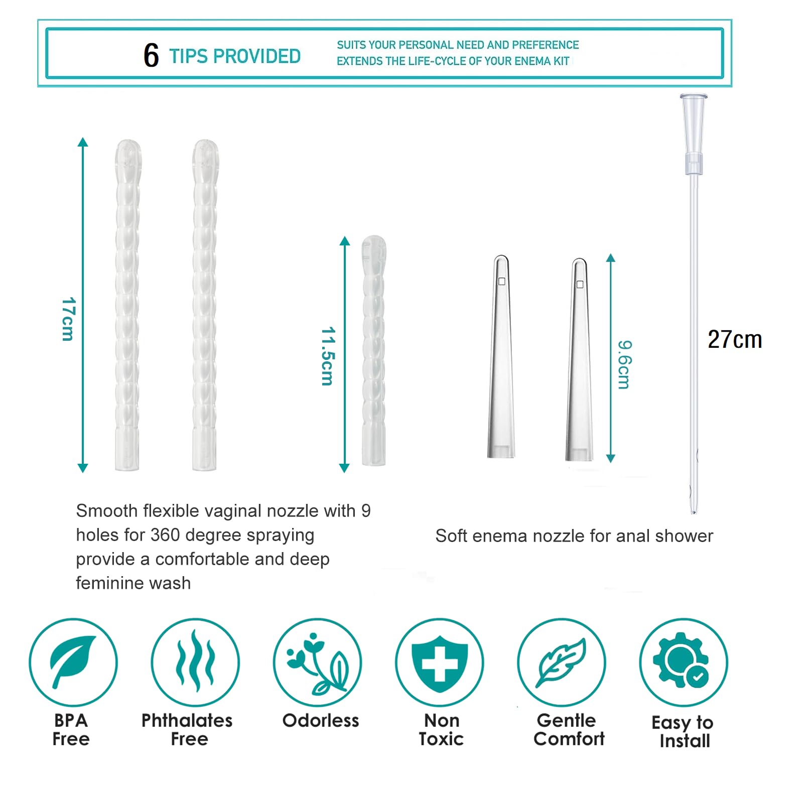 600ml Feminine Wash Enema Pump Bottle Kit 6Pcs Enema Nozzle Tips for Coffee Colon Cleansing Men Women, Anal Vaginal Douche Flush Spray Intimate Shower Irrigator Cleanser Enema Bucket Kit Hand Press