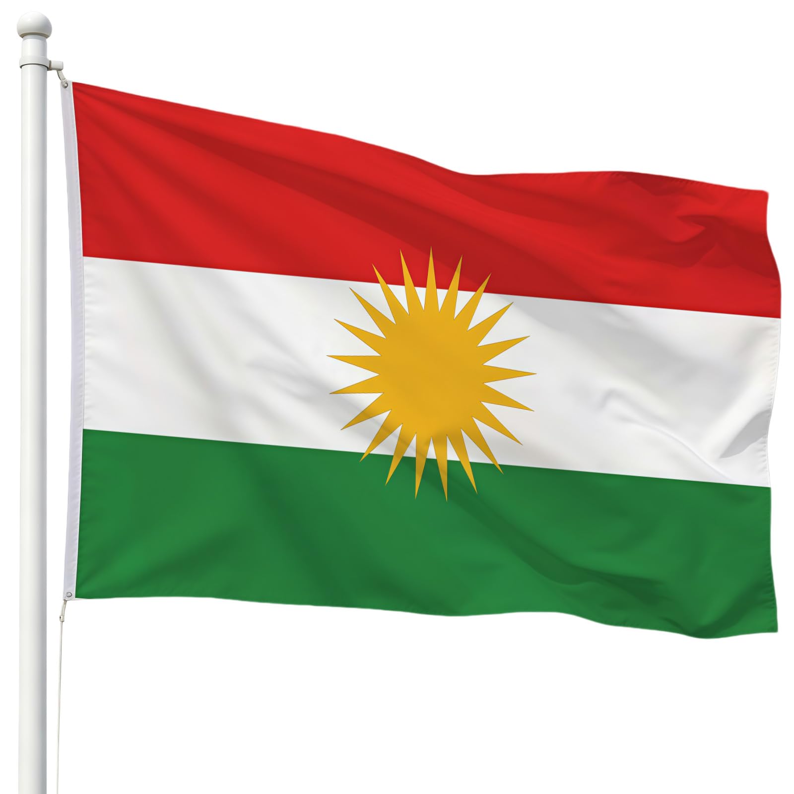 5ft x 3ft Kurdistan Flag 90x150cm Kurdish Flag with Brass Grommets for Outdoor Indoor Use Large Kurdista Banner for National Day Celebrations Parades Patriotic Event Supplies and Home Decoration