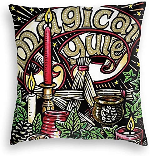 QIANGQIANG Yuletide Magical Yule Christmas Pagan Wicca Pillow Cases Throw Pillow Covers Cotton Linen Cushion Cover Cases Pillowcases Sofa Home Car Bedroom Decor 18 x 18inch