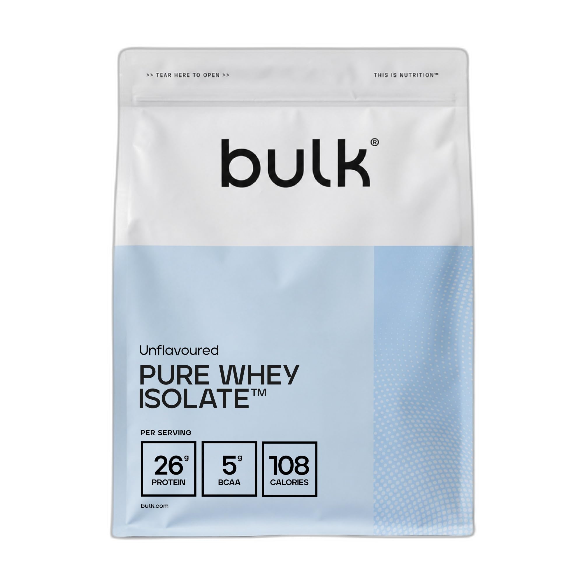 Bulk Pure Whey Isolate, Nature, 2kg | 24 à 26g de Protéines, 100% Isolat de Whey, Faible en Sucres et Lipides, Mélange Facile, Contribue au Maintien Musculaire
