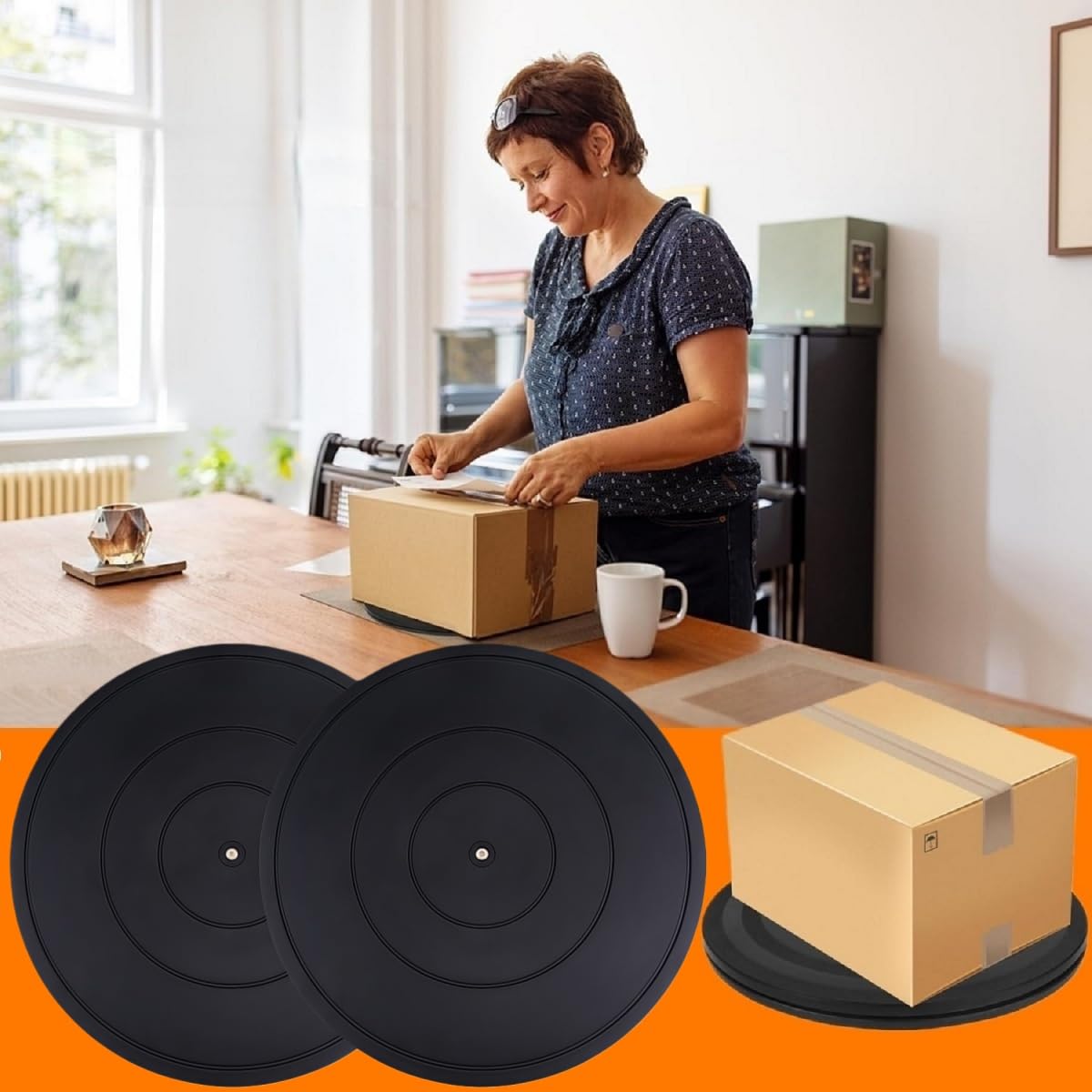 Plateau Tournant Universel,Solide Plateau Tournant à 360°,Support Pivotant Résistant,Tourne-Disque Rotatif pour Plantes en Pot Haut-Parleurs Ordinateurs Portables Moniteurs (40cm)