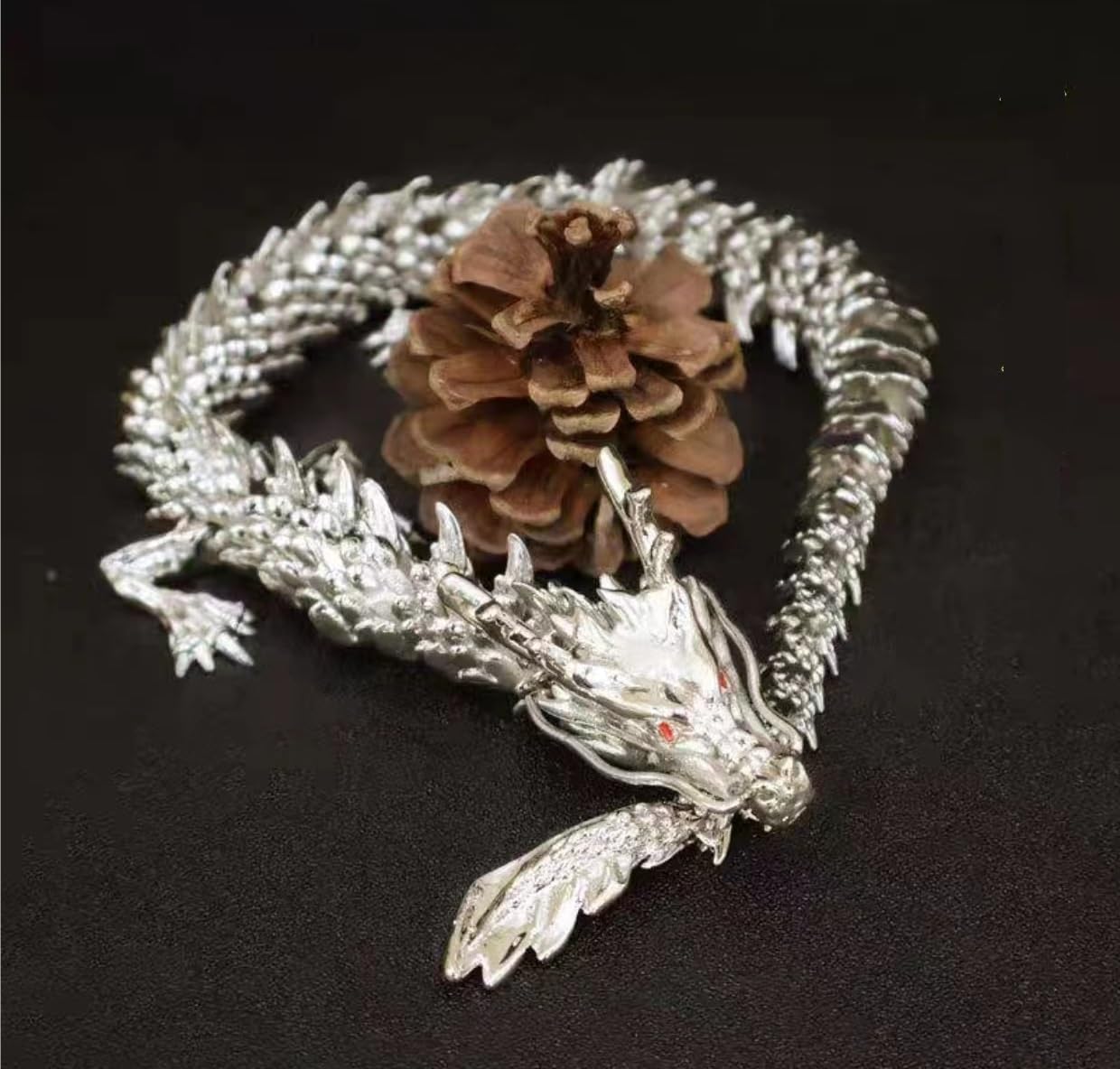 Amazon.co.jp: 神龍 銀龍 置物 昇運金龍 3D多関節 開運 風水グッズ