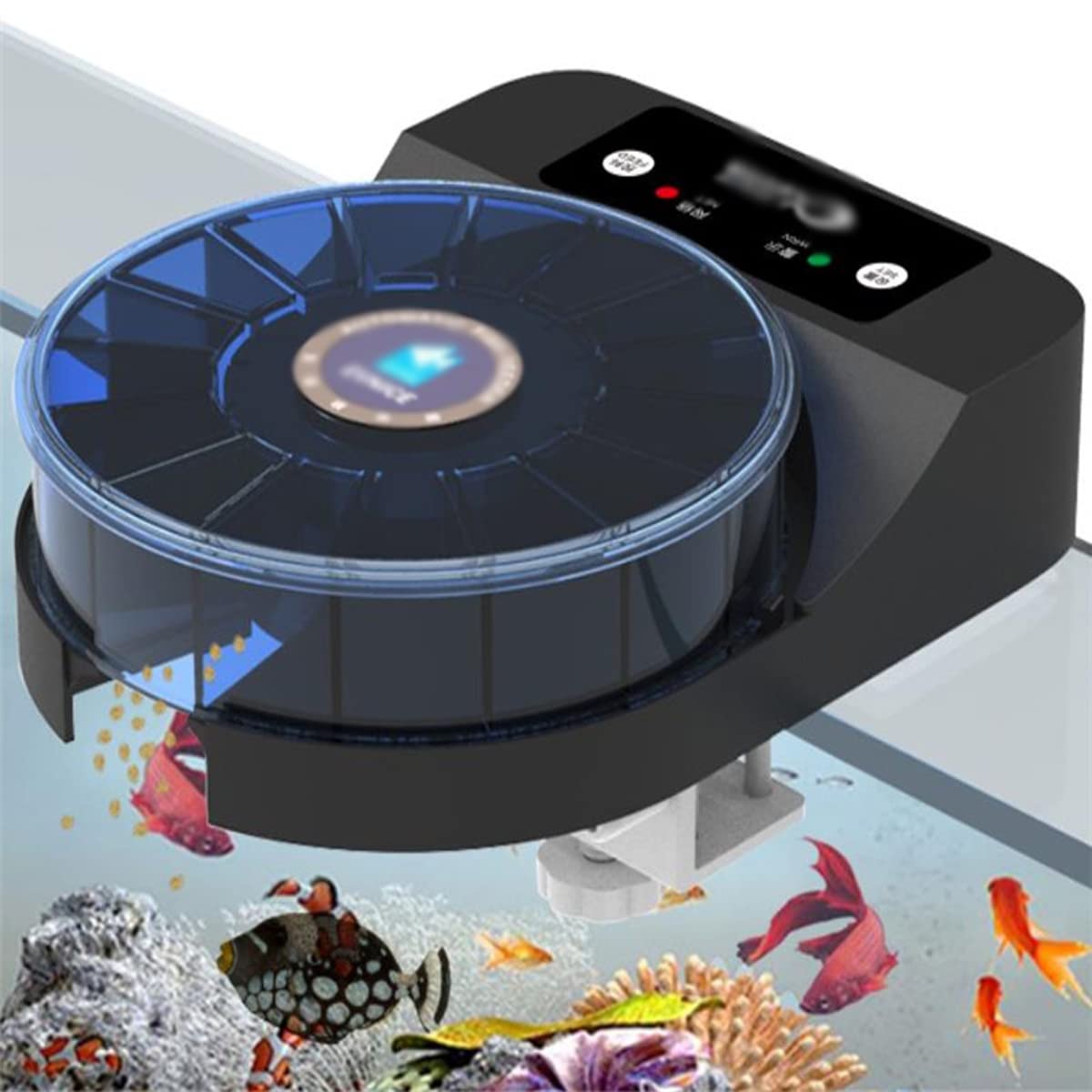 HYQNG Alimentador automático de Peces, Temporizador dispensador de Comida para Peces con función WiFi, Cargado por un Cargador, Base de Ajuste roscada, para Acuario y Tanque de Tortugas