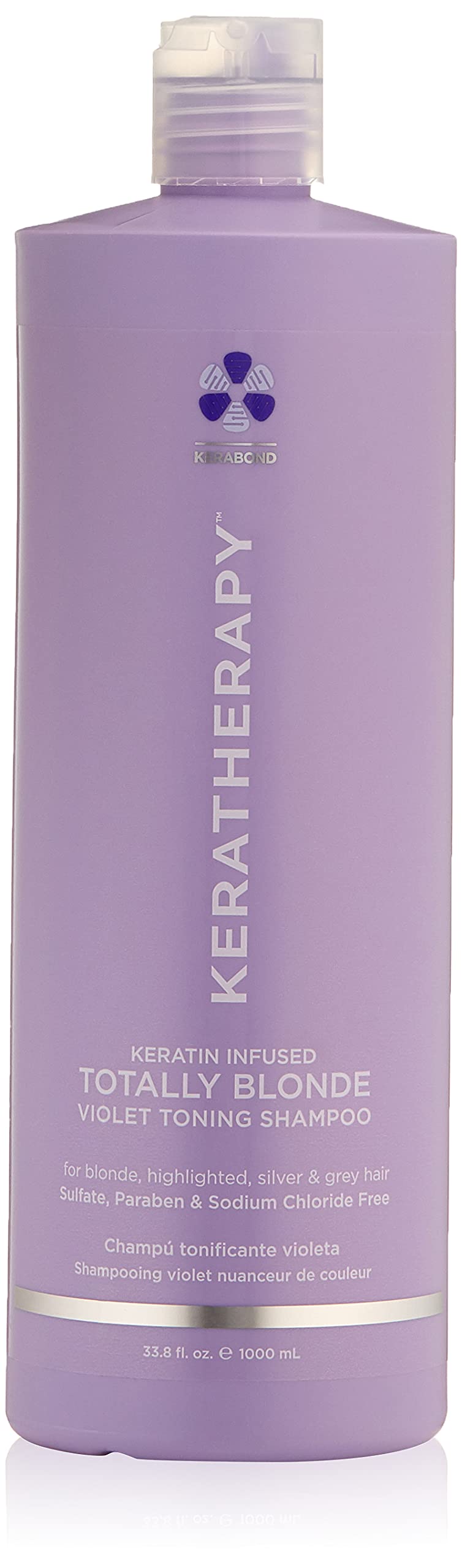 KERATHERAPY Keratin Infused Totally Blonde Violet Toning Shampoo, 33.8 fl. oz., 1000 ml - Violet Shampoo for Blonde Color Treated Hair, Brassy, Silver, & Highlighted - Sulfate & Paraben Free