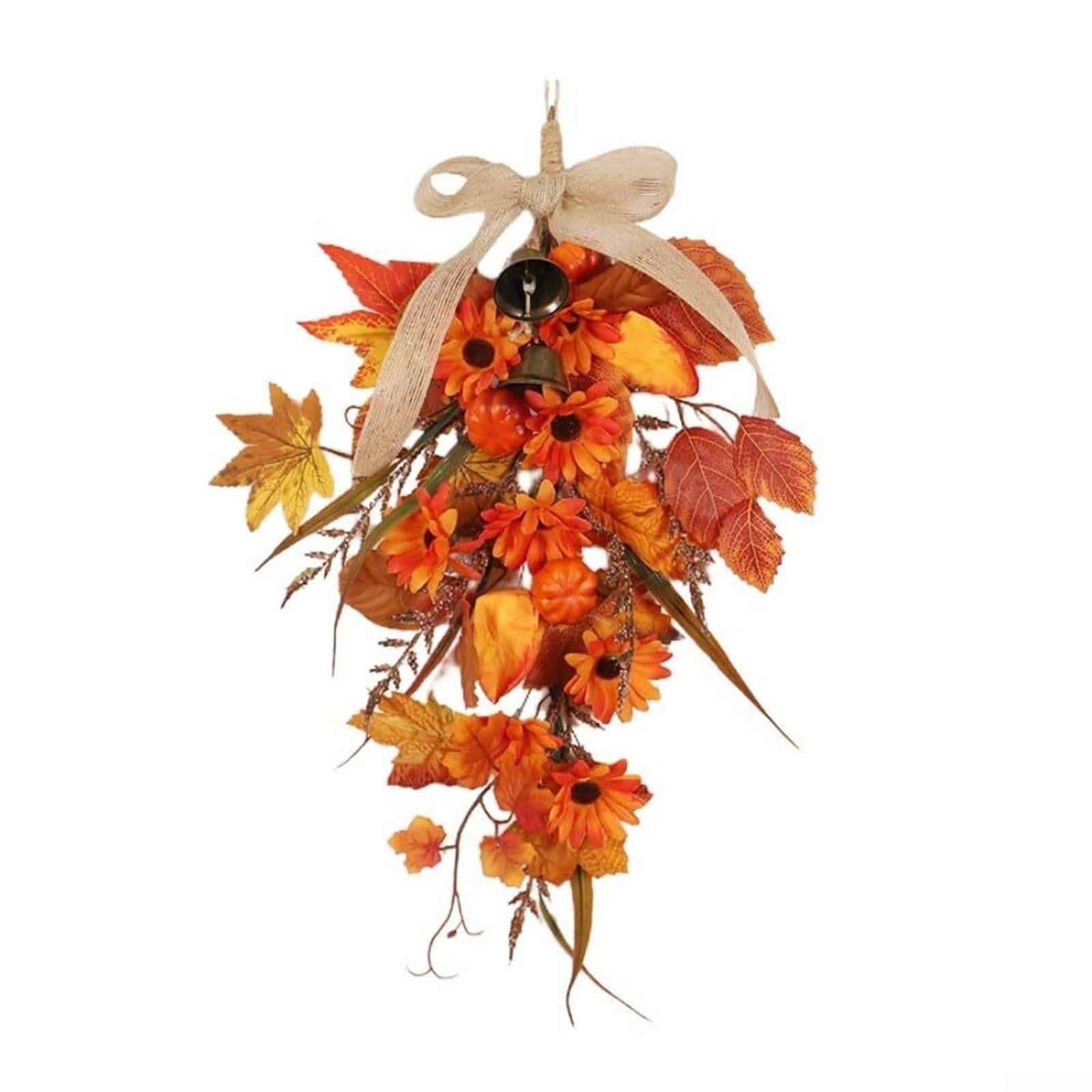 WYLFYJP Artificial Autumn Swag With Pumpkins And Sunflowers