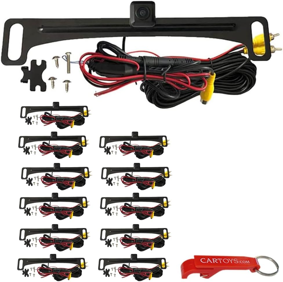 VOXXACAM4 Car Backup Camera 12-Pack Savings Bundle for Mobile Electronics Professionals. Wide Angle License-Plate Mounted Universal Rearview Cameras, Legal in All States, Parking Line Display Option