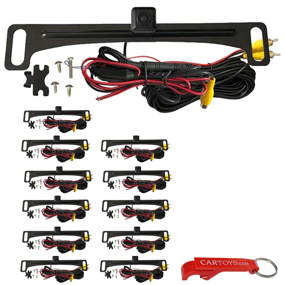 VOXXACAM4 Car Backup Camera 12-Pack Savings Bundle for Mobile Electronics Professionals. Wide Angle License-Plate Mounted Universal Rearview Cameras, Legal in All States, Parking Line Display Option