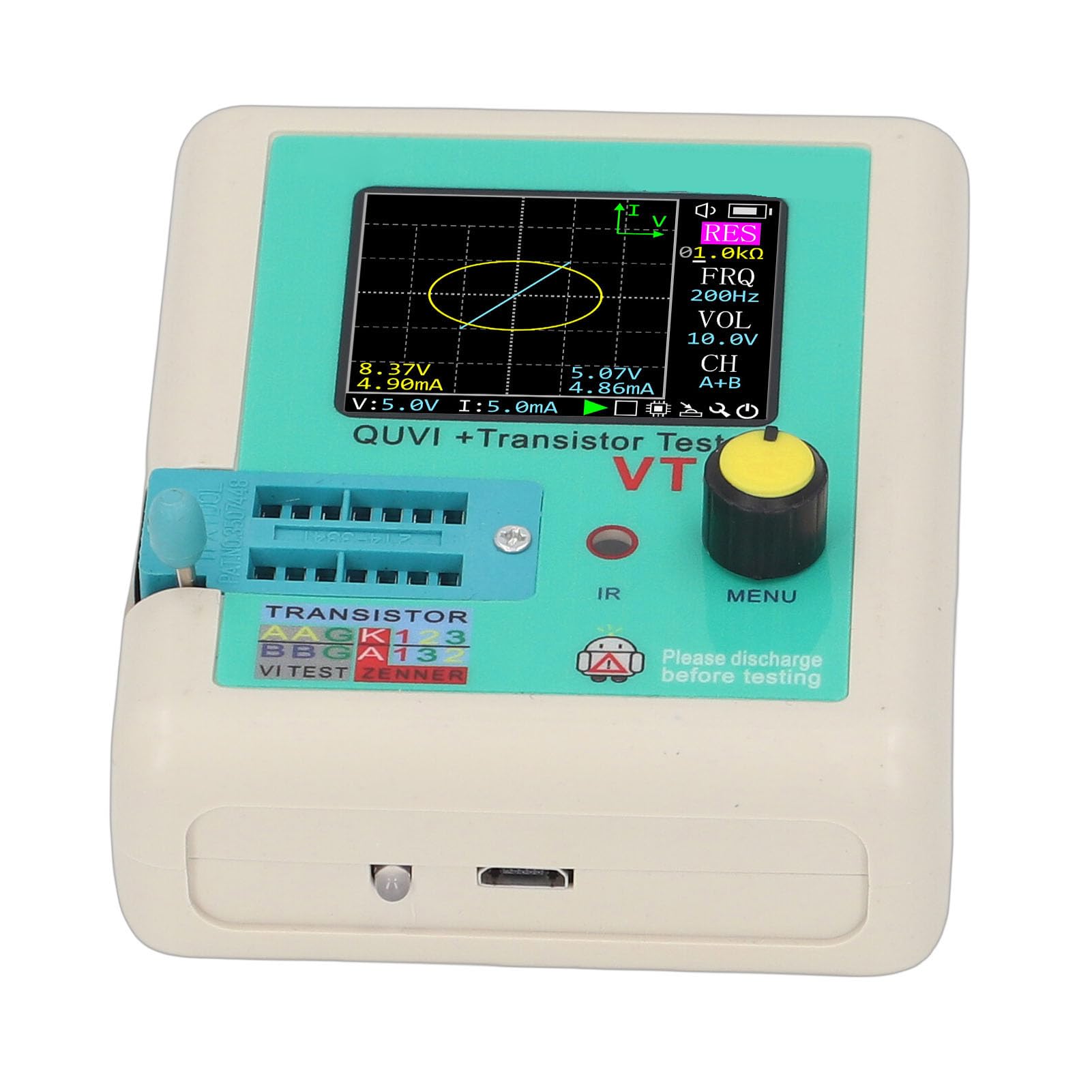 FTVOGUE Tragbarer VI-Kurventester, Tragbarer VI-Analysator, Kompaktes -Diagnosetool für die Reparatur von Leiterplatten, Transistoren, Kondensatoren und Widerstände