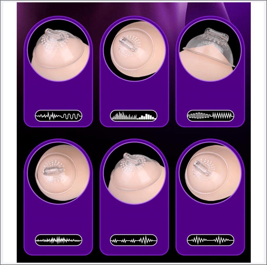Mani Libere Elettrico Seno Pompa Massaggiatore Vibratore Succhia Capezzoli e Clitoride Coppe Lingua Leccare Reggiseno Stimolatore Sex Toys Enlarger Enhancer per Donne,Chiaro