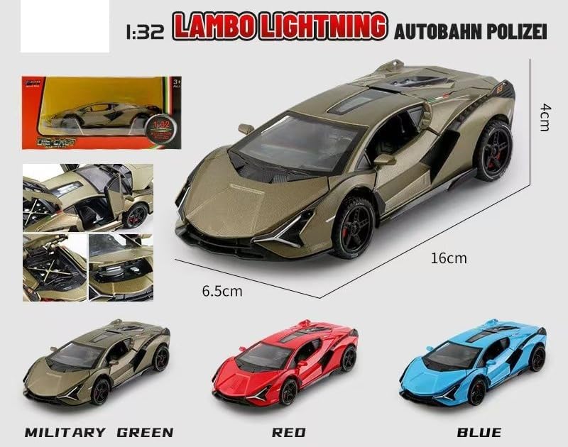 Image of Sky Tech Lamborghini Sian Toy Car 1:32 Exclusive Alloy Metal Pull Back Die-cast Car Diecast Metal Pullback Toy car with Openable Doors & Light, Music Boys Gifts Toys for Kids【Colors as Per Stock】