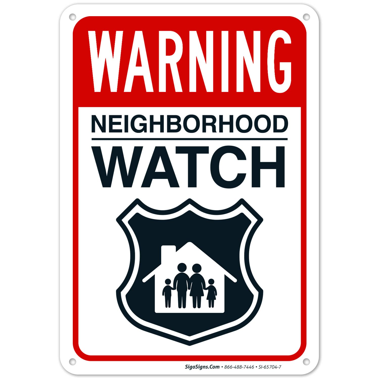 Warning Neighborhood Watch Sign, 10x7 Inches, Rust Free .040