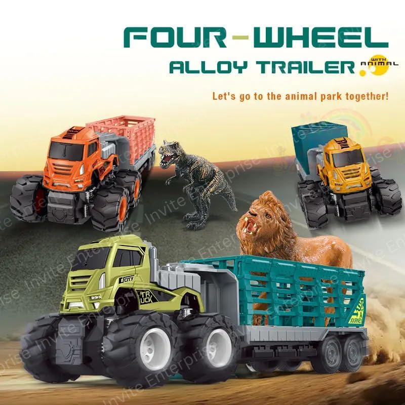 Image of 1:43 Metal Toys Alloy Diecast Truck Set Toy, Diecast Miniature Car Model (Animal Transportation Truck),Assorted