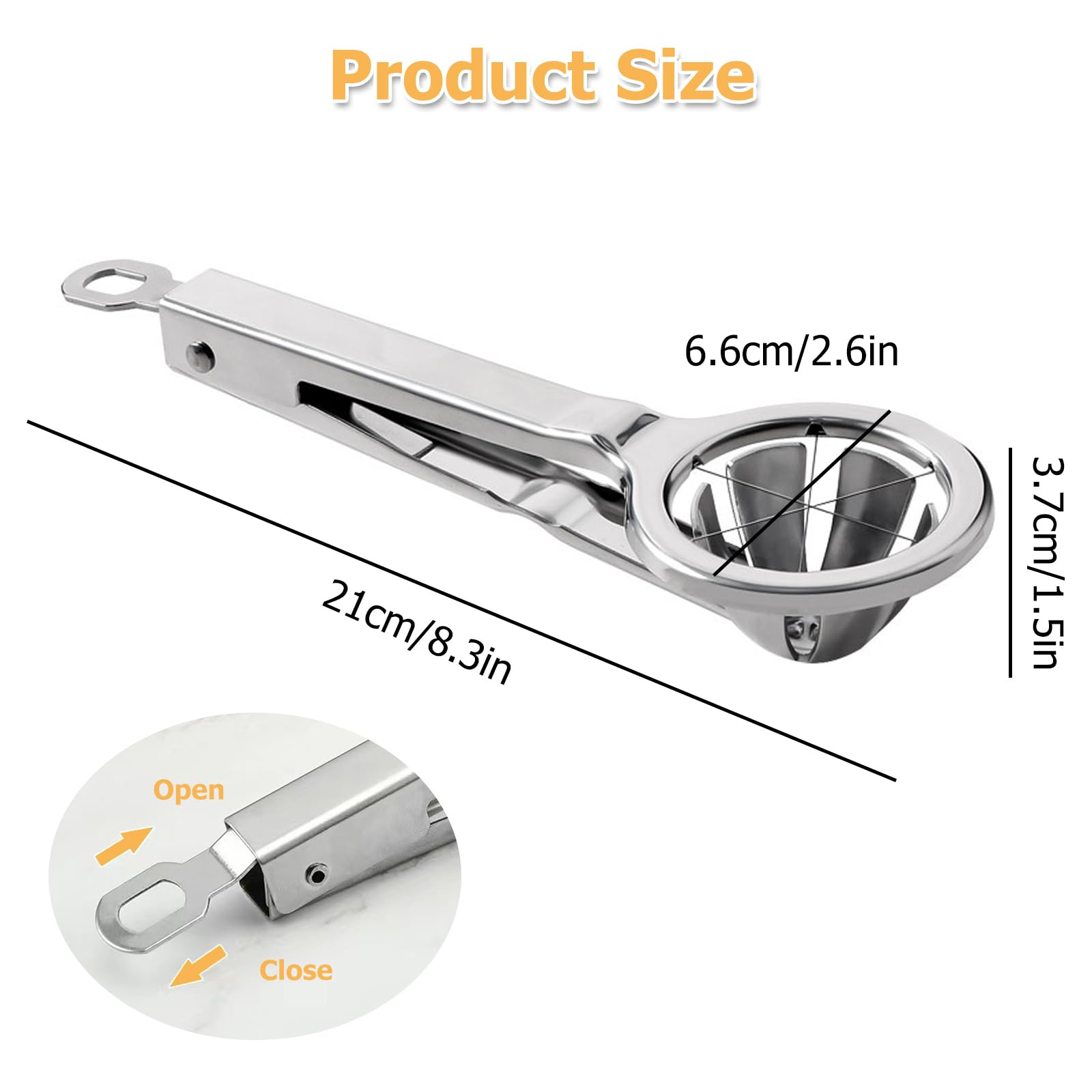 Tagliauova In Acciaio Inox - Affettatrice Per Uova, Frutta E Verdura, Compatto 10.5x7cm - Foto 12