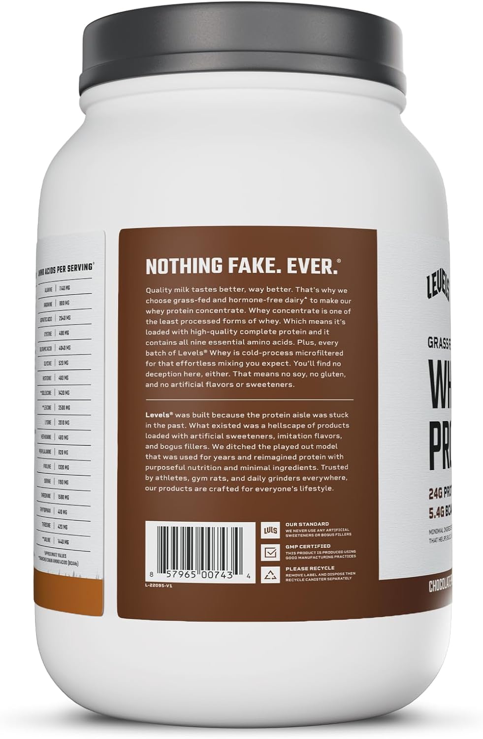 Levels Grass Fed Whey Protein Powder, No Artificials, 24G of Protein, Chocolate Peanut Butter, 2LB