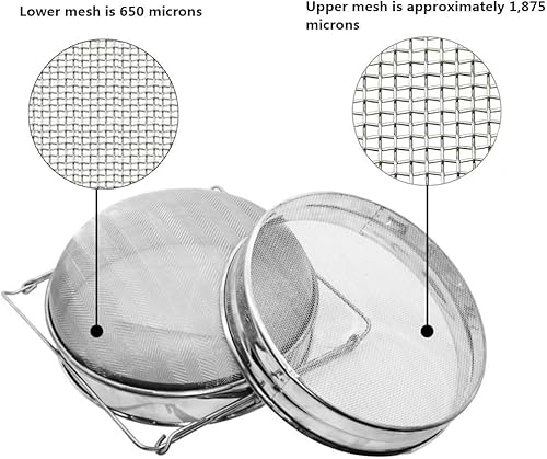 Miniatura 4 de Colador de miel de acero inoxidable Doble tamiz de malla Fliter Herramientas de equipo de apicultura,Colador de escombros de miel de doble tamiz de