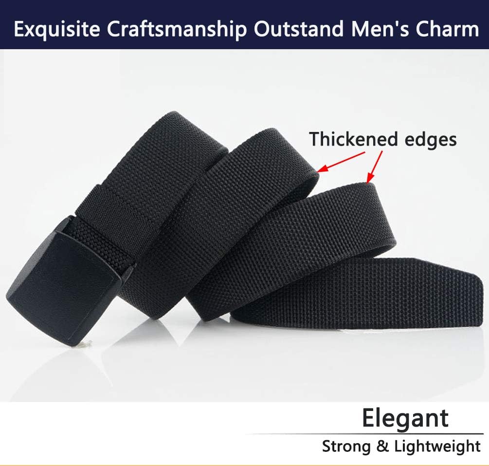 LionVII Mens Belt Web, Nylon Casual Belt with Plastic Buckle Breathable for Work Travel, Easy Trim to Fit 28-49" Waist - Image 3