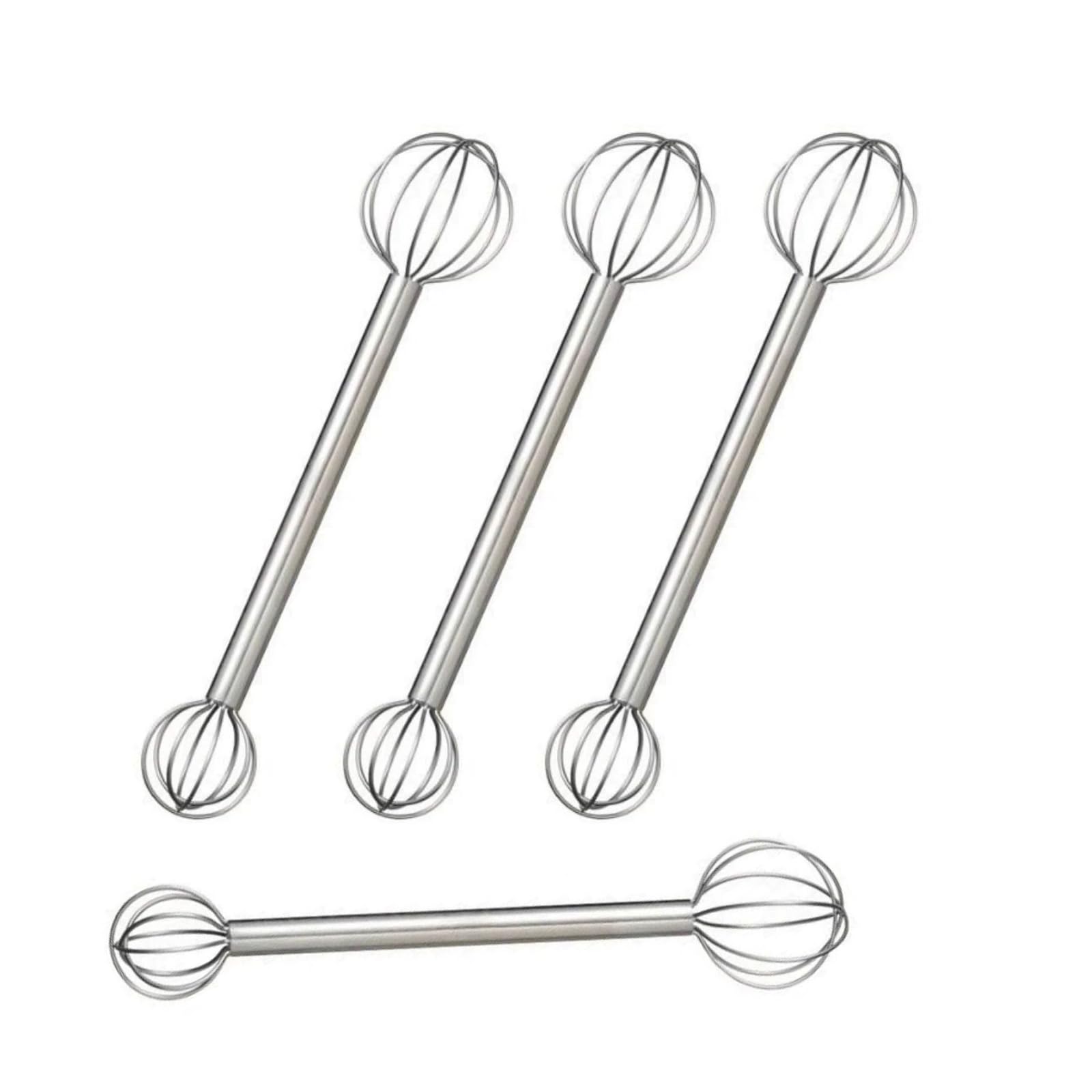 Qisuw Japanese Double Head Stainless Steel Miso Soup Stirring Scoops Measuring Whisk Muddler for Kitchen Cooking and Mixing Mixing Scoops