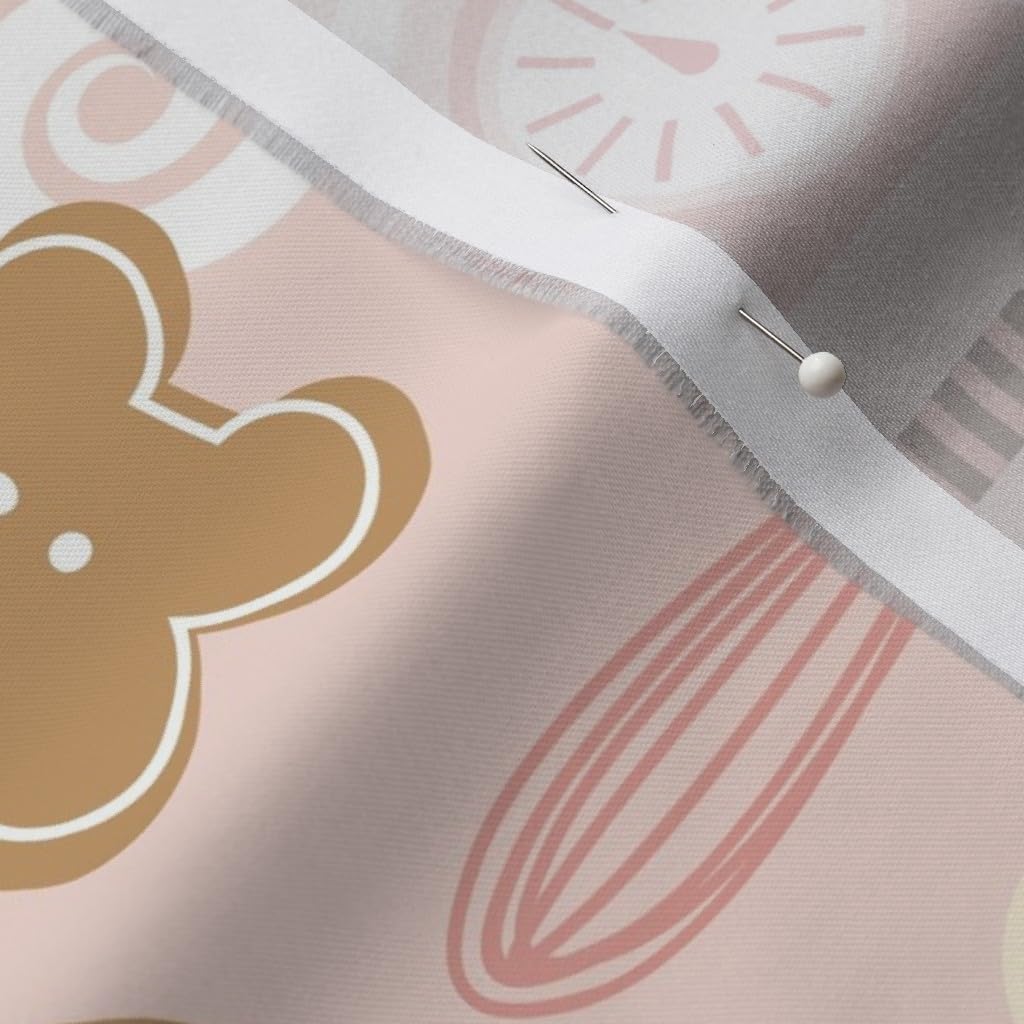 Spoonflower Fabric - Baking Pink Christmas Pastel Gingerbread Holiday Maximalist Printed on Organic Cotton Sateen Fabric by The Yard - Sewing Quilting Apparel Home Decor