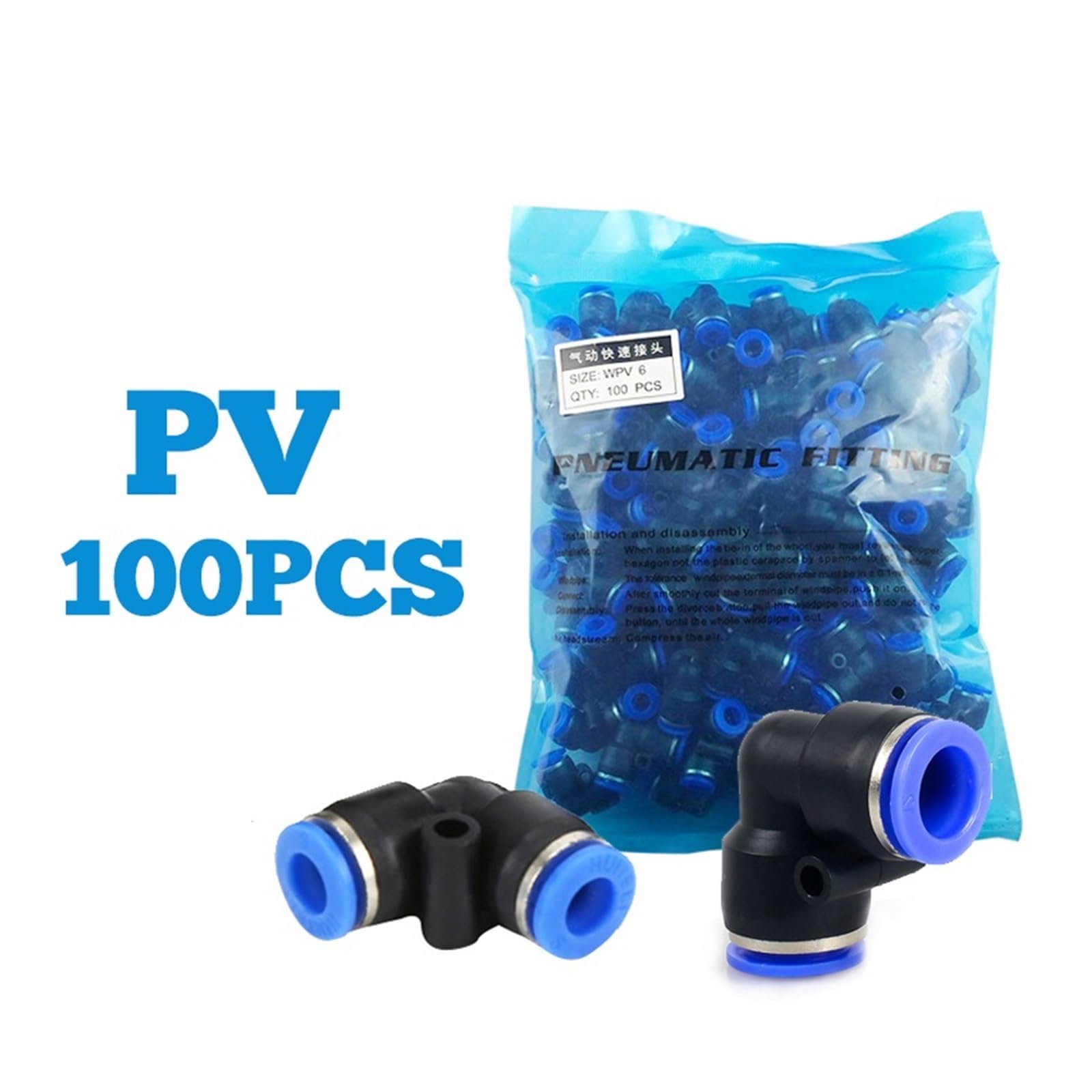 Conectores Neumáticos 100 Uds Accesorios Neumáticos tipo PV manguera de aire acoplamiento rápido 4mm 6mm 8mm 10mm 12mm piezas Push in(8mm)
