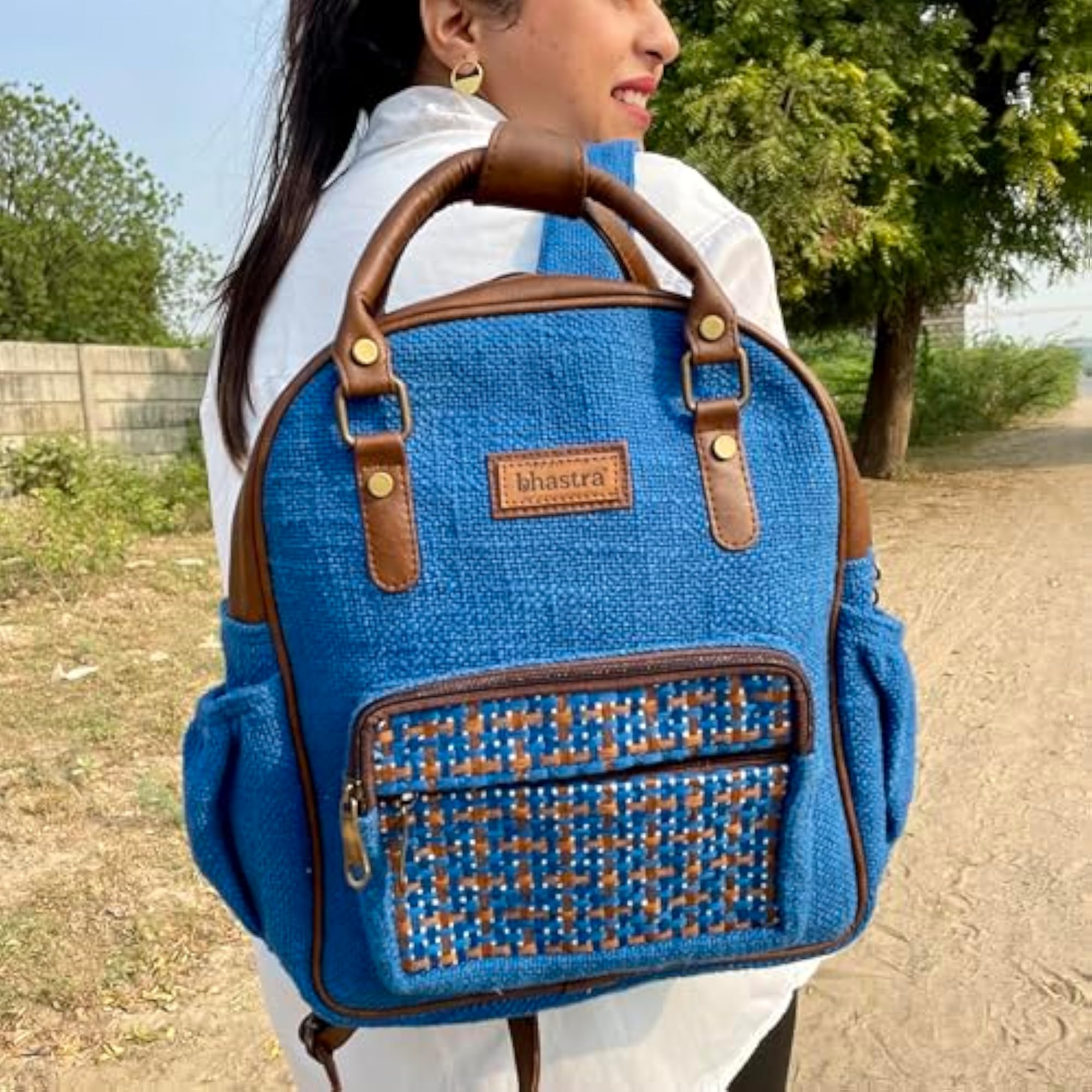 Mini Backpack with Cushioned Pocket & Embroidered Design
