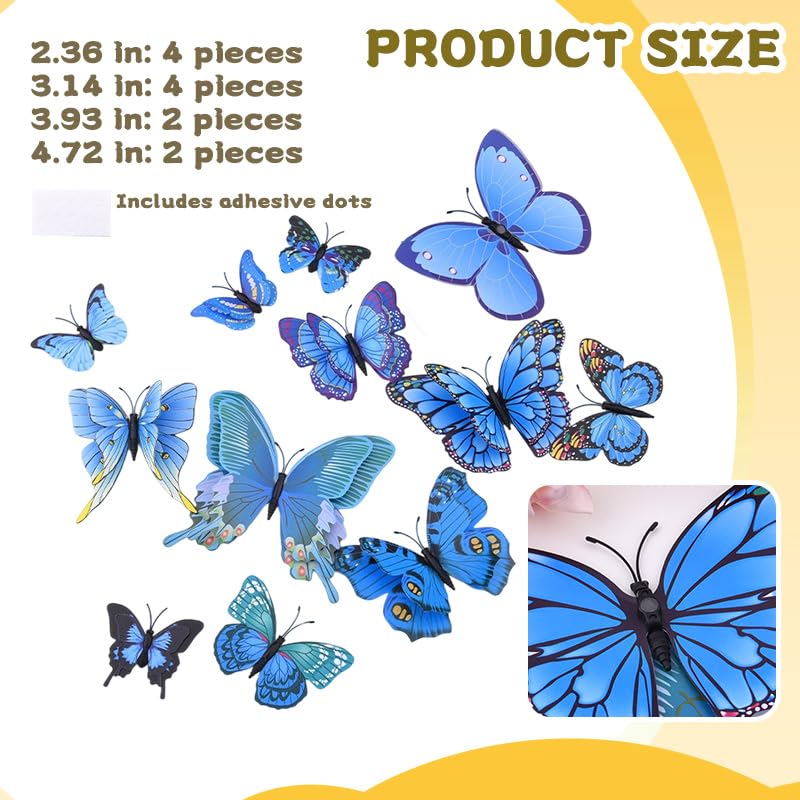 12 imanes decorativos de mariposa en 3D para refrigerador miniatura 7