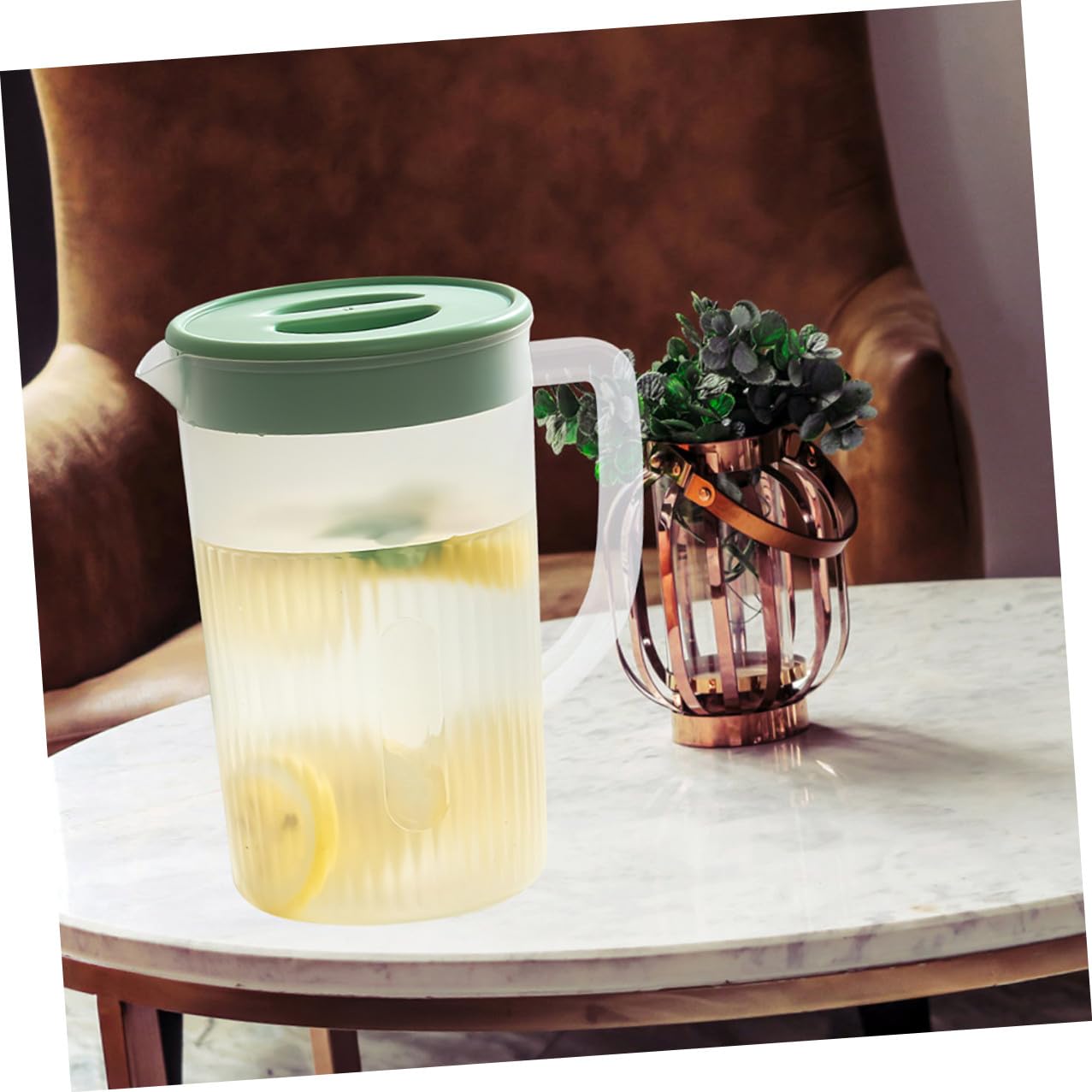 2 piezas Jarra de Agua Transparente con Tapa Resistente Altas Temperaturas para Nevera Jarra de Plástico Grande para Bebidas y Zumo Reuniones Familiares y Oficinas