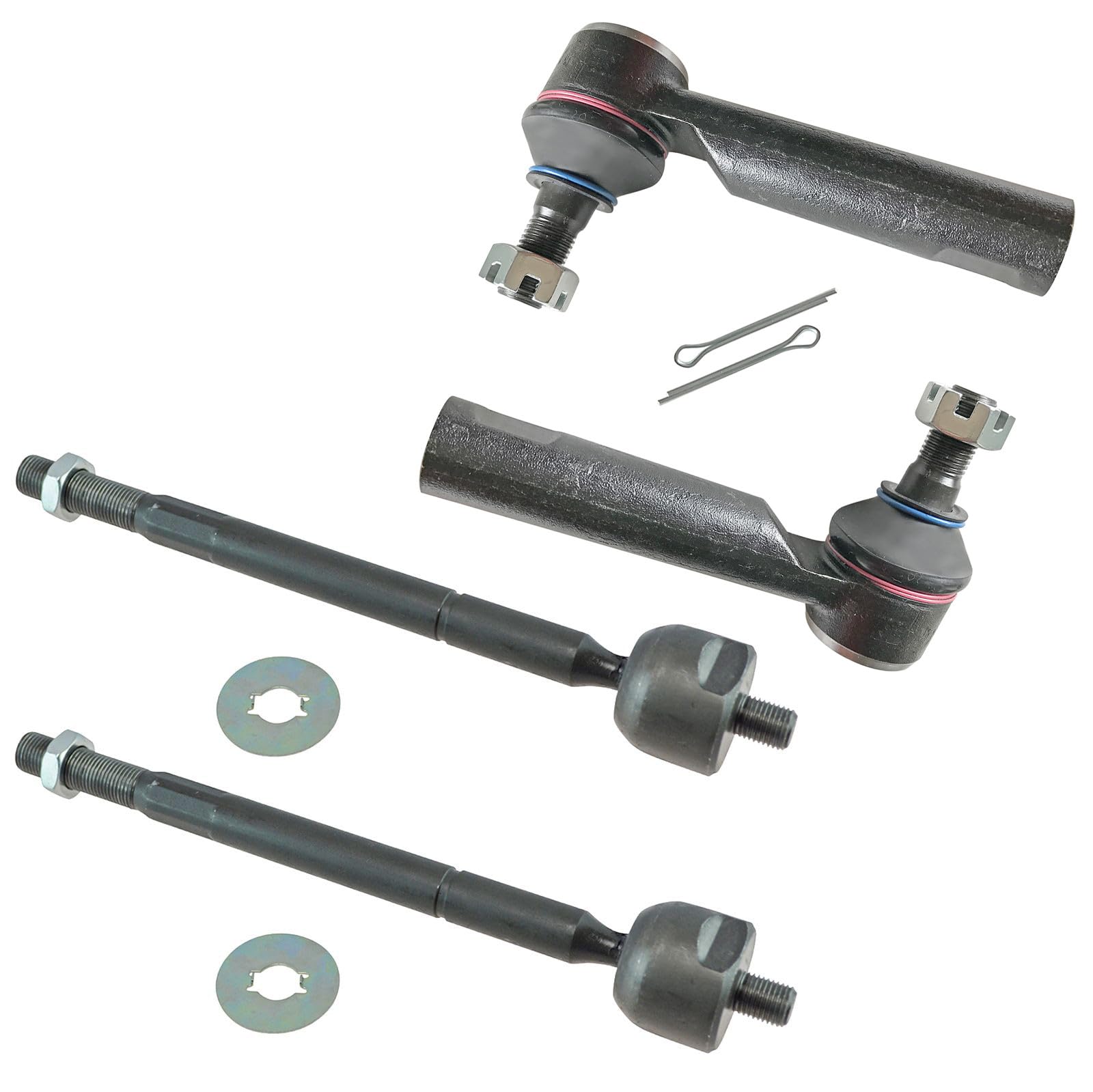 TRQ Inner and Outer Left and Right Tie Rod Set 4 Piece Compatible with 16-22 Toyota Tacoma; 15 Toyota Tacoma TRD Pro 4WD; 14-15 Toyota Tacoma Pre Runner RWD; 14-15 Toyota Tacoma Base Model 4WD